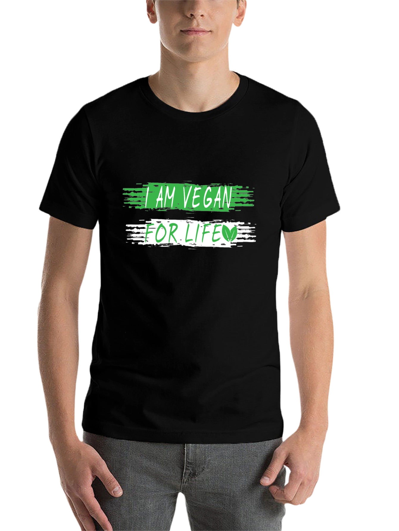 Black I am Vegan for Life T-Shirt - Black, Unisex view 7