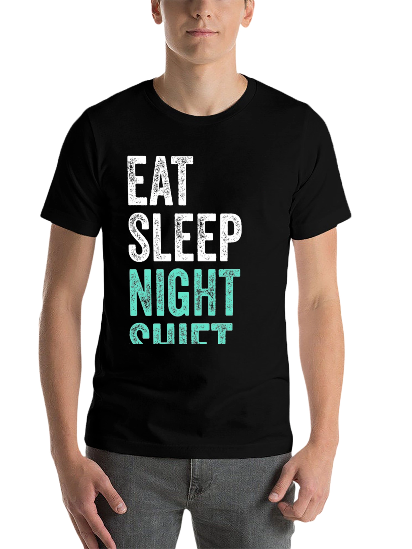 Black Eat Sleep Night Shift T-Shirt view 7
