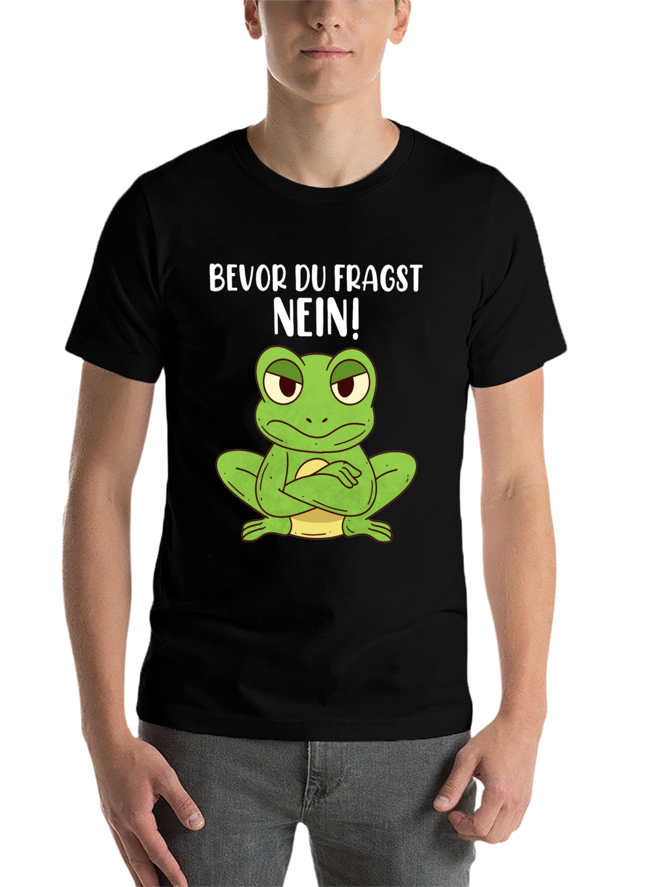 Black Funny Frog T-Shirt - "Bevor Du Fragst NEIN!" view 7