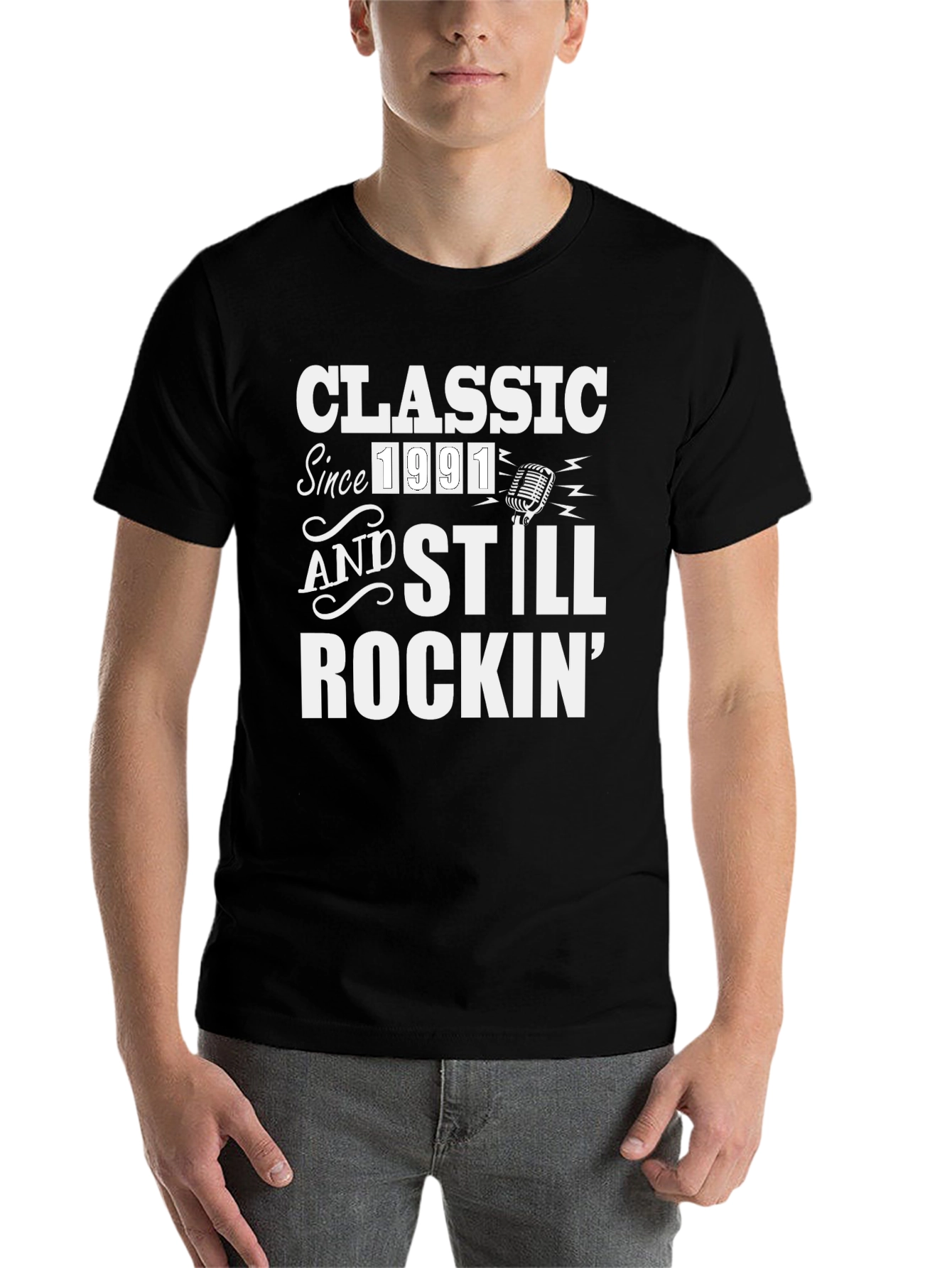 Black Classic Since 1991 Men's Black T-Shirt view 7