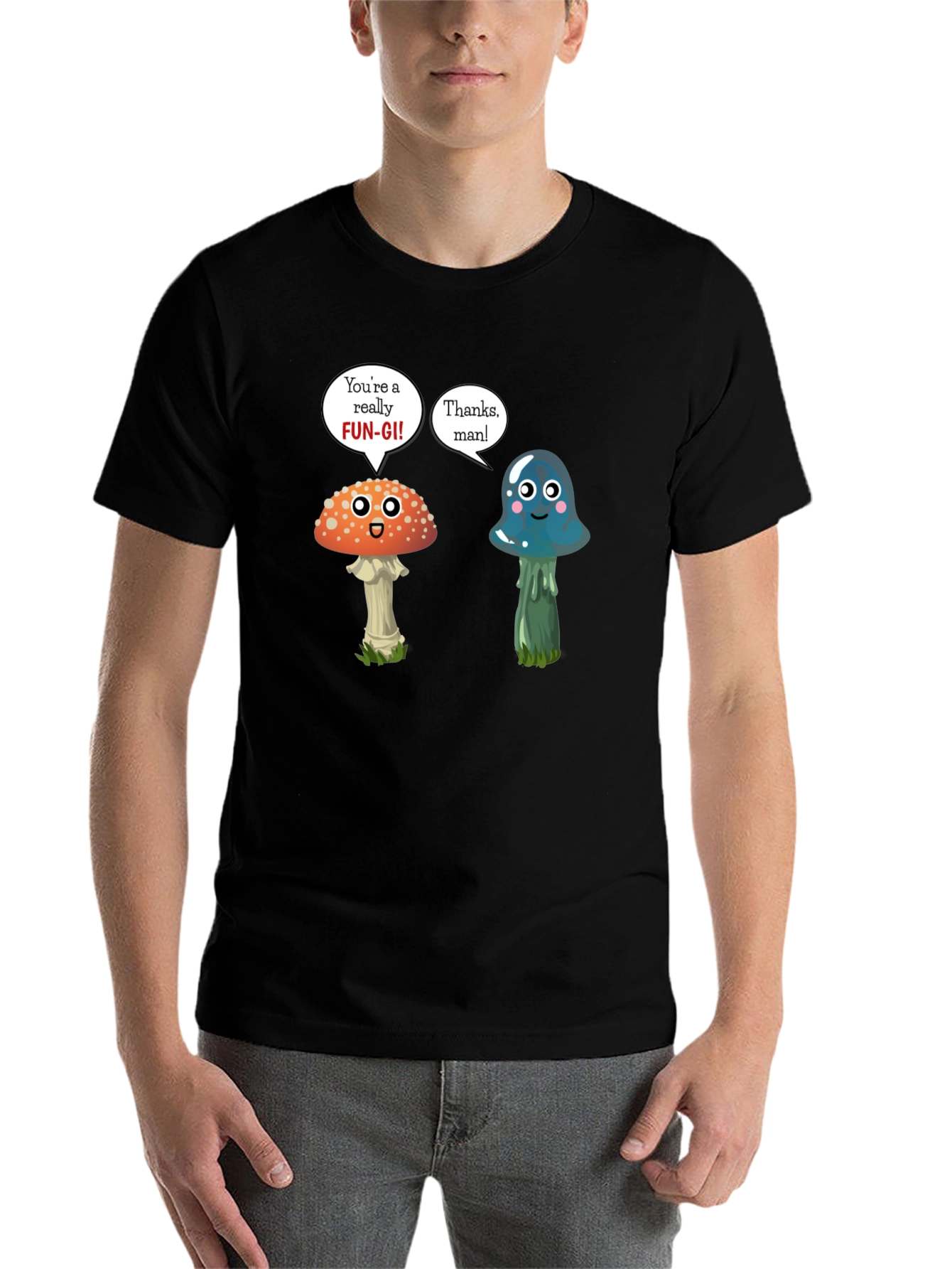 Black Funny Mushroom Pun T-Shirt view 7