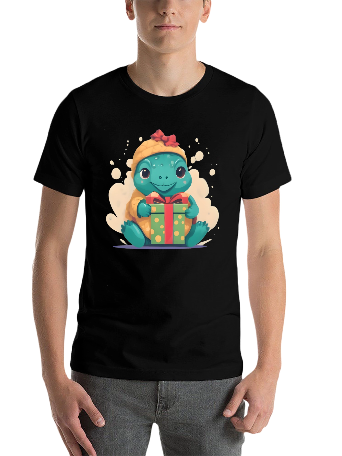 Black Cute Turtle Gift Tee view 7