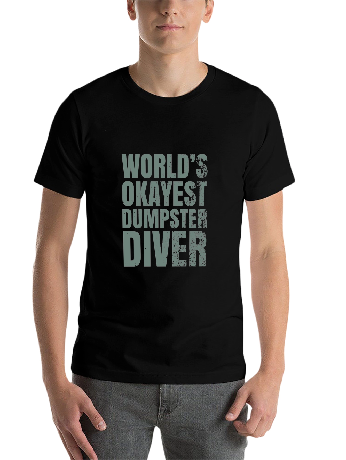 Black World's Okayest Dumpster Diver T-Shirt - Funny Tee view 7