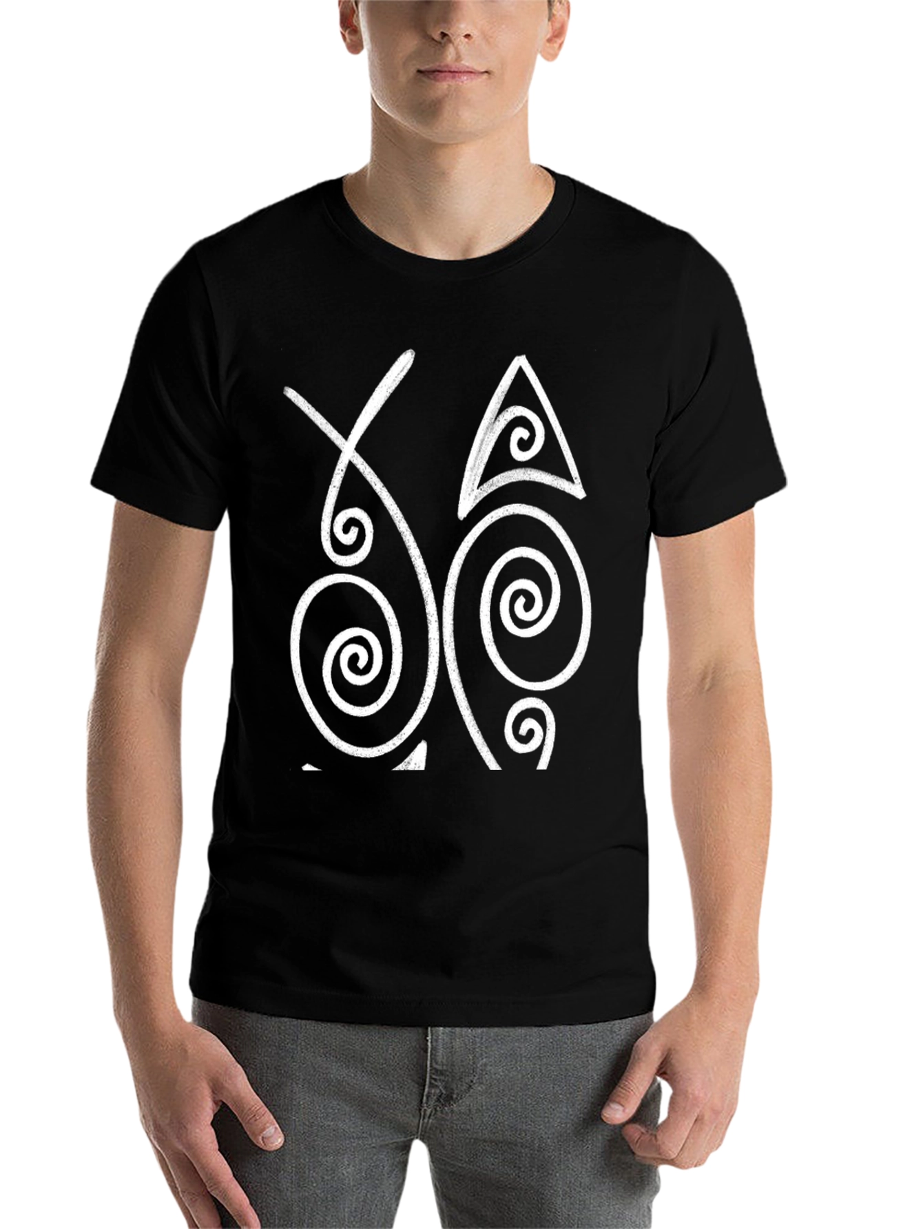 Black Abstract Spiral Graphic Black T-Shirt view 7