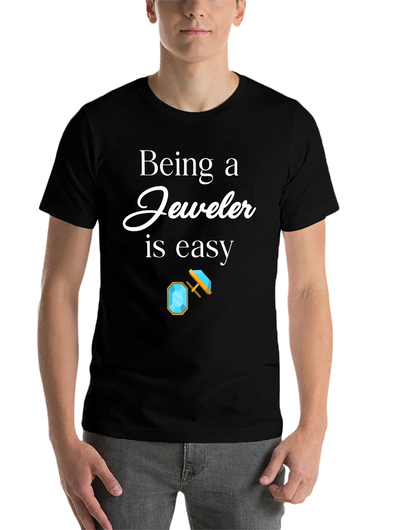 Black Jeweler T-Shirt - 'Being a Jeweler is Easy' Black Tee view 7