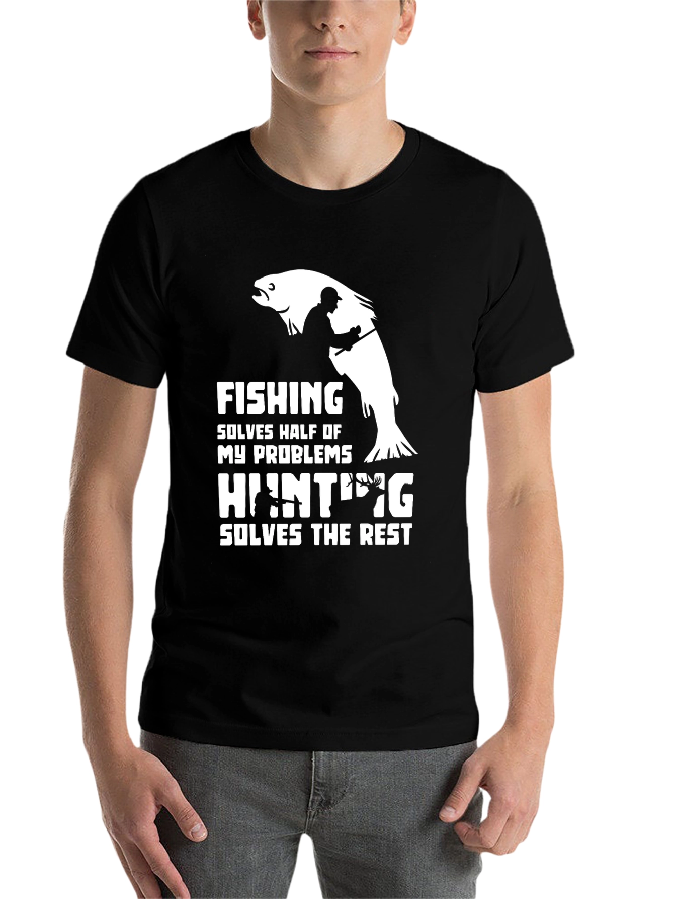 Black Fishing & Hunting T-Shirt - Humor Tee view 7