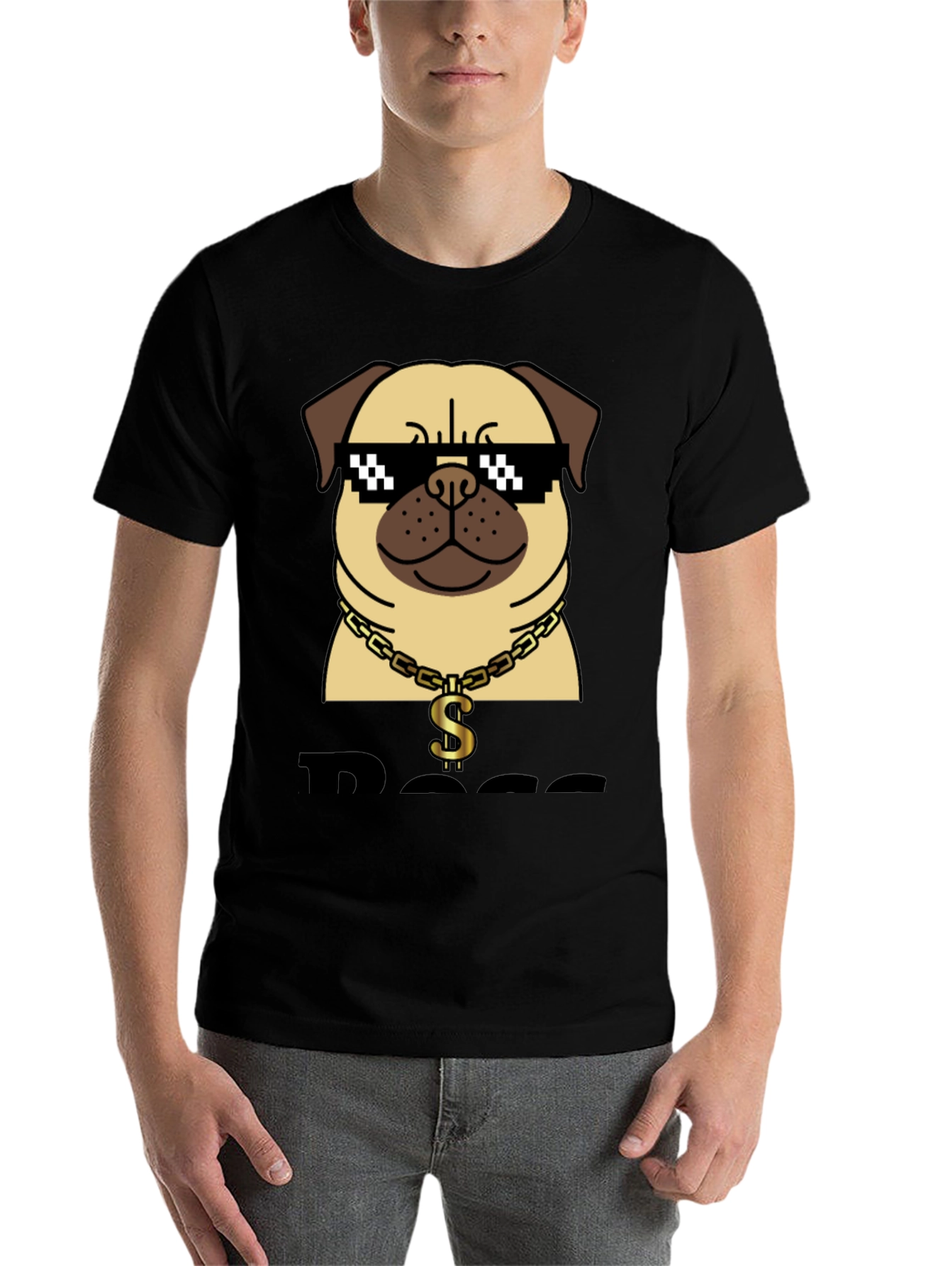 Black Pug Boss T-Shirt - Funny Dog Graphic Tee view 7
