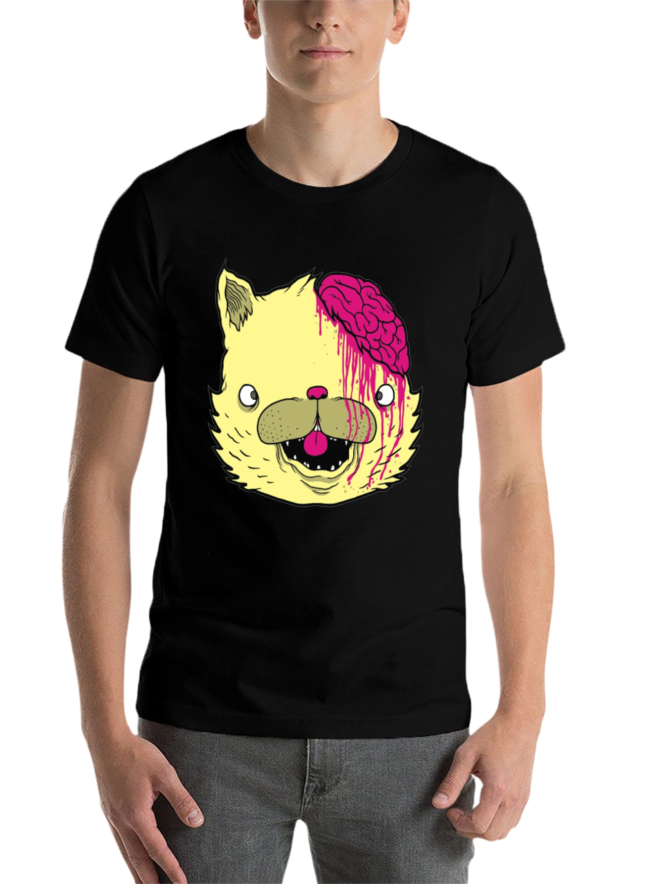 Black Zombie Cat Brains Graphic Tee - Mens view 7