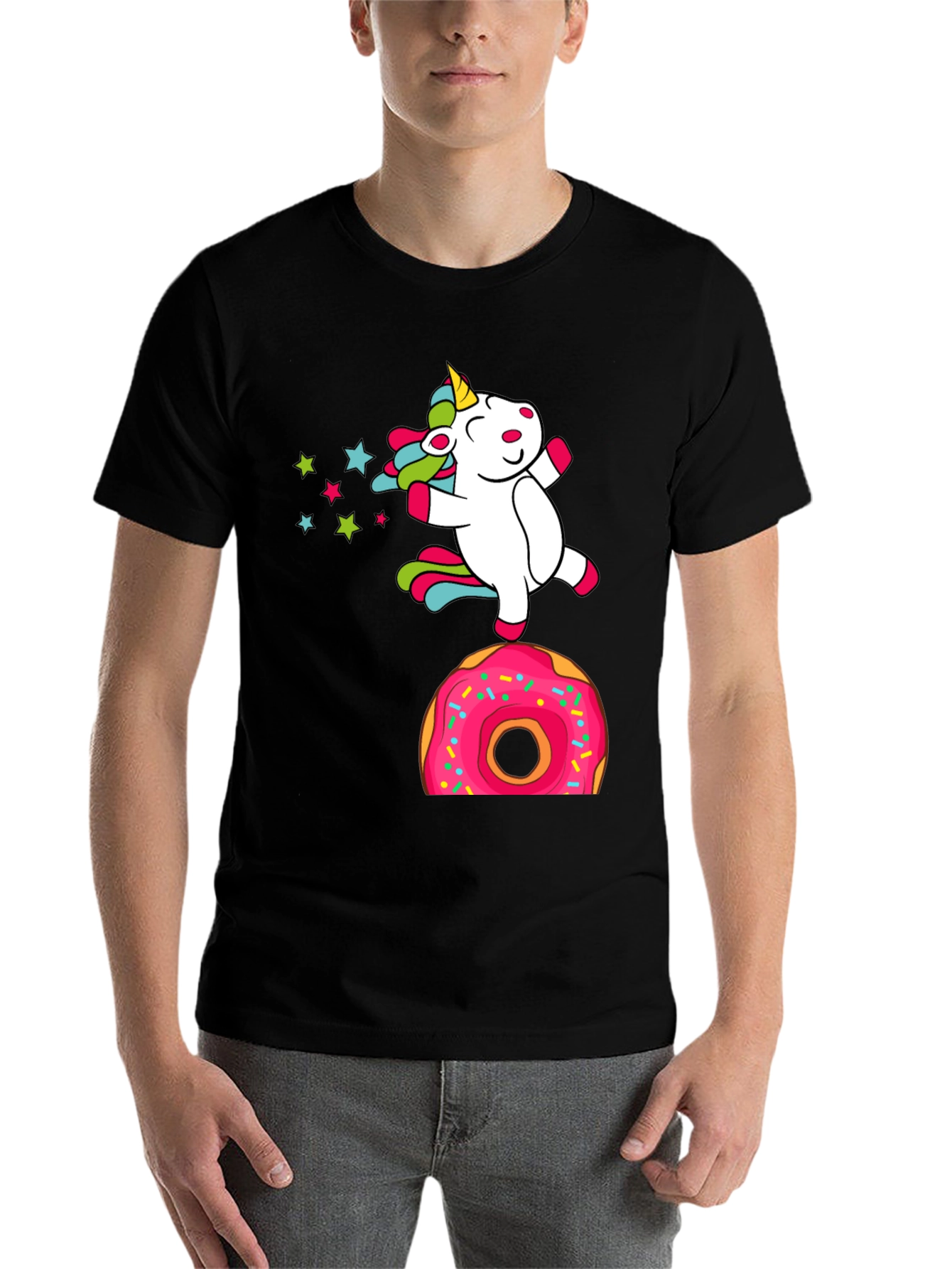 Black Unicorn Donut T-Shirt - Fun Novelty Tee view 7