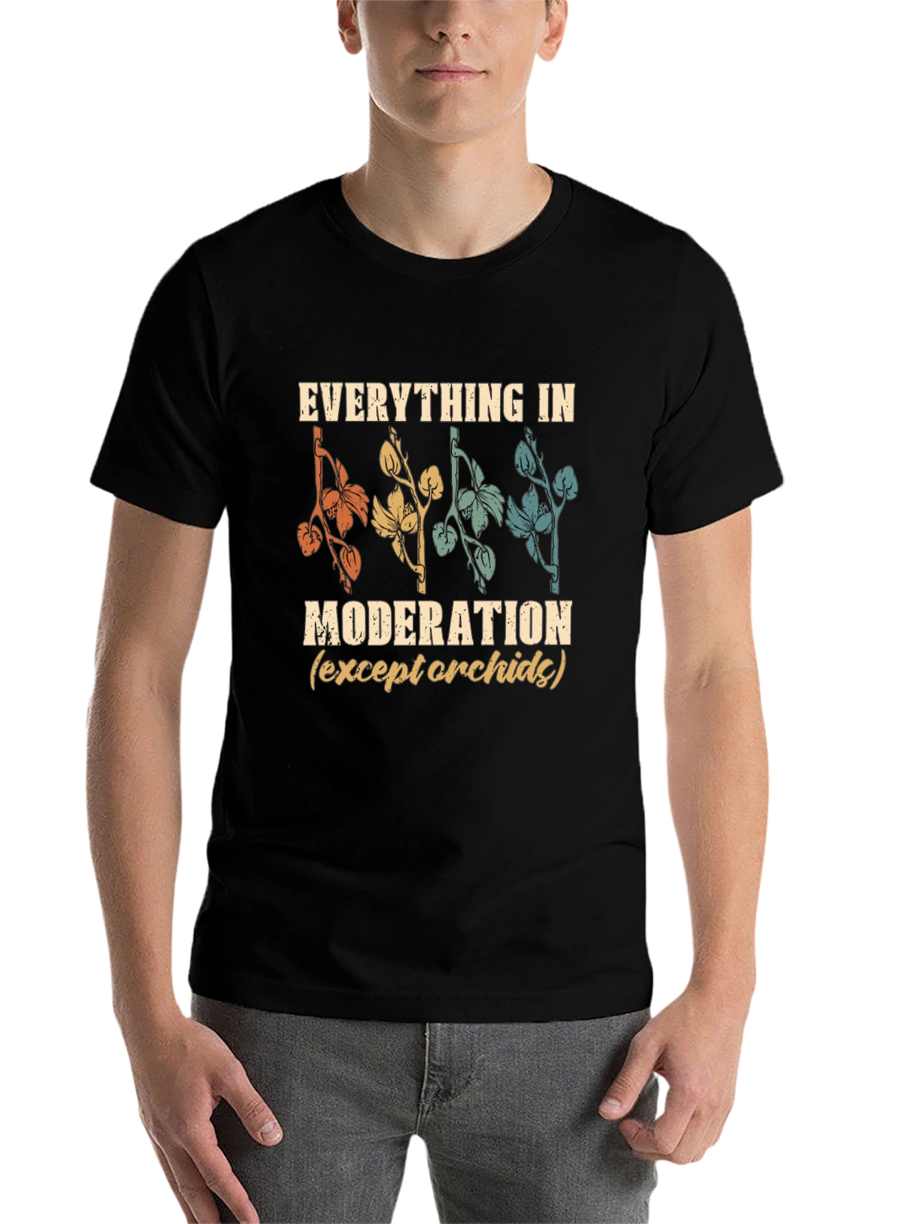 Black Everything in Moderation Orchid T-Shirt view 7