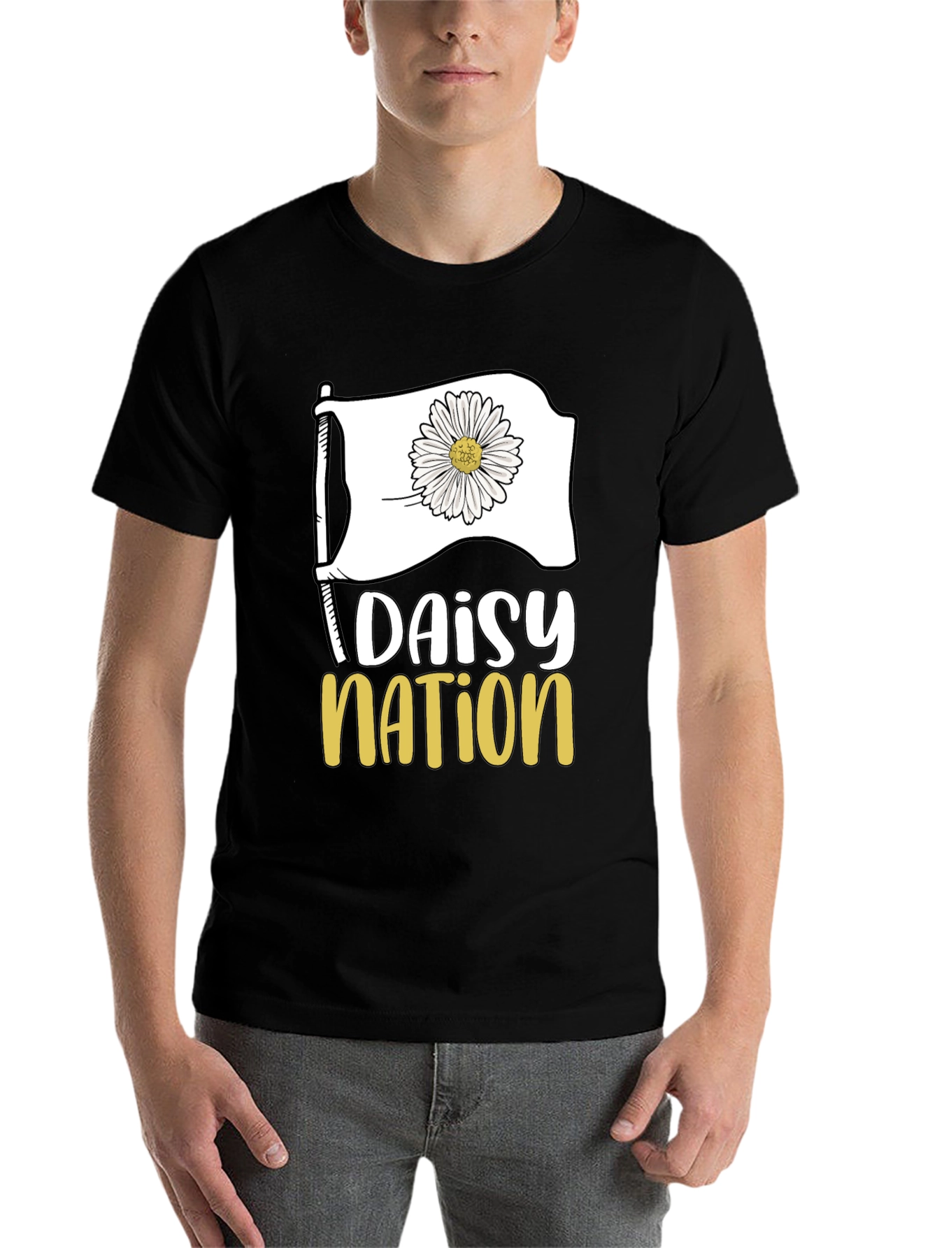 Black Daisy Nation Graphic Tee - Black Cotton T-Shirt view 7
