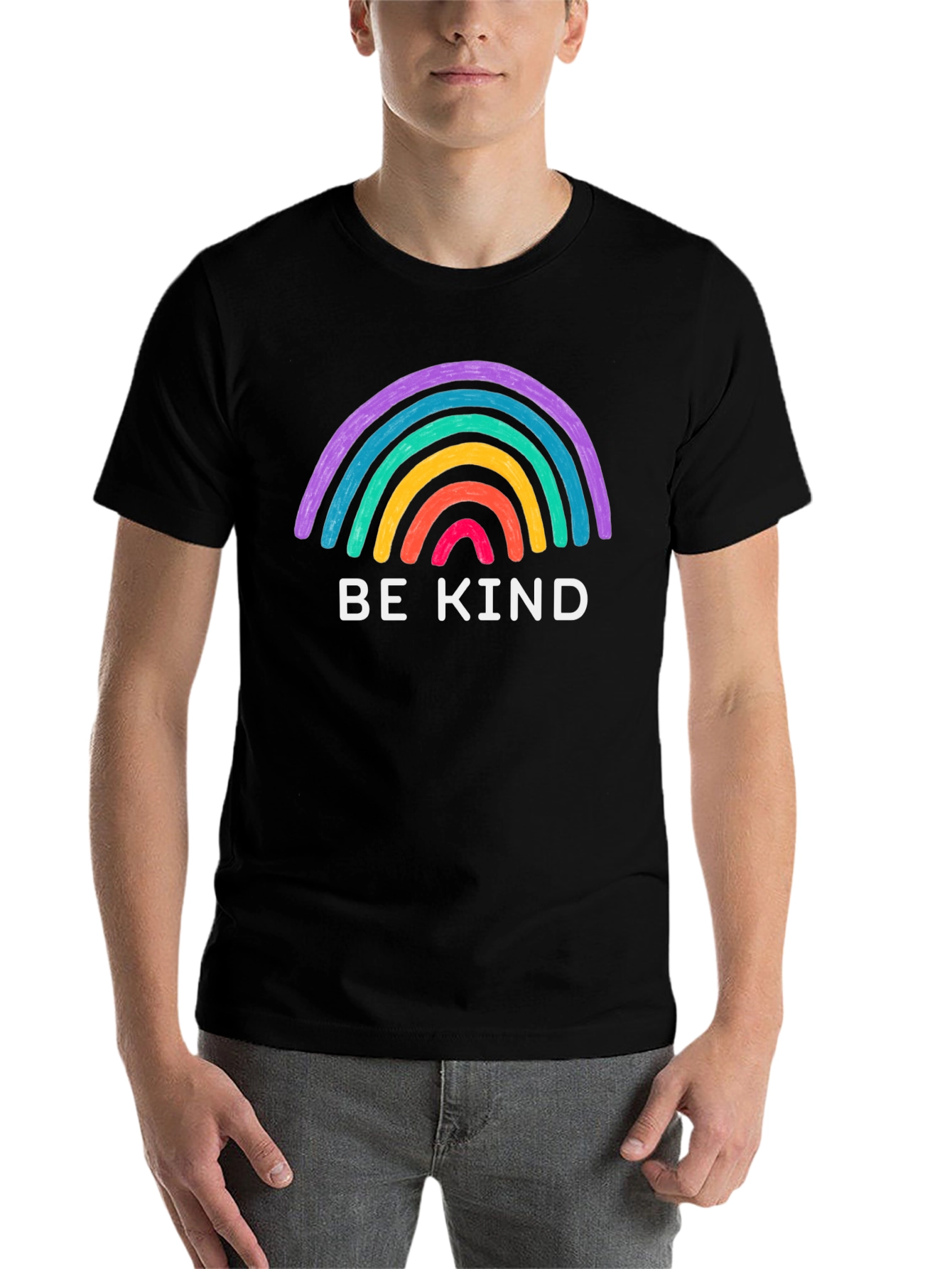 Black Be Kind Rainbow Graphic Tee - Black T-Shirt view 7