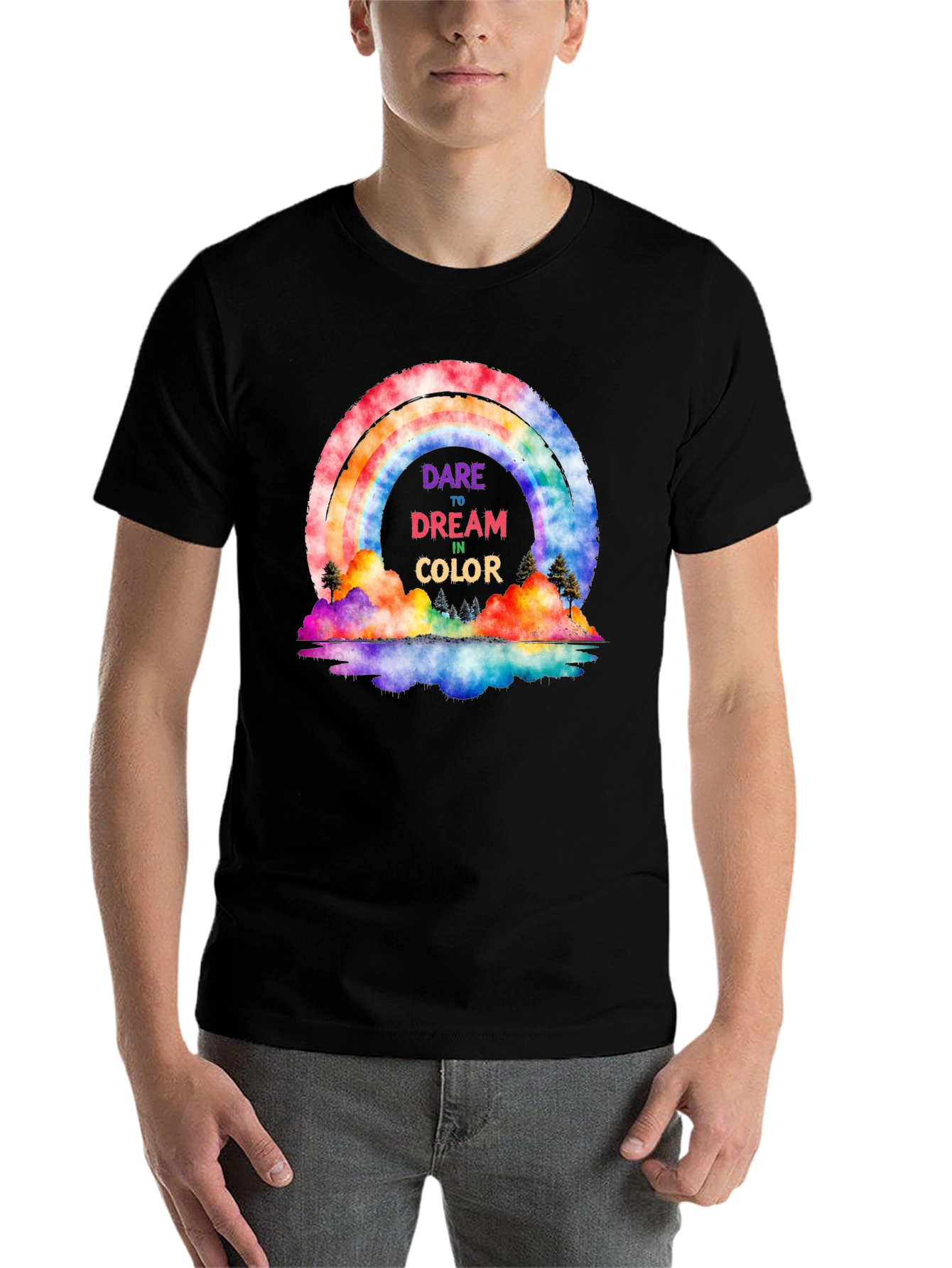 Black Dare to Dream Rainbow Graphic Tee view 7