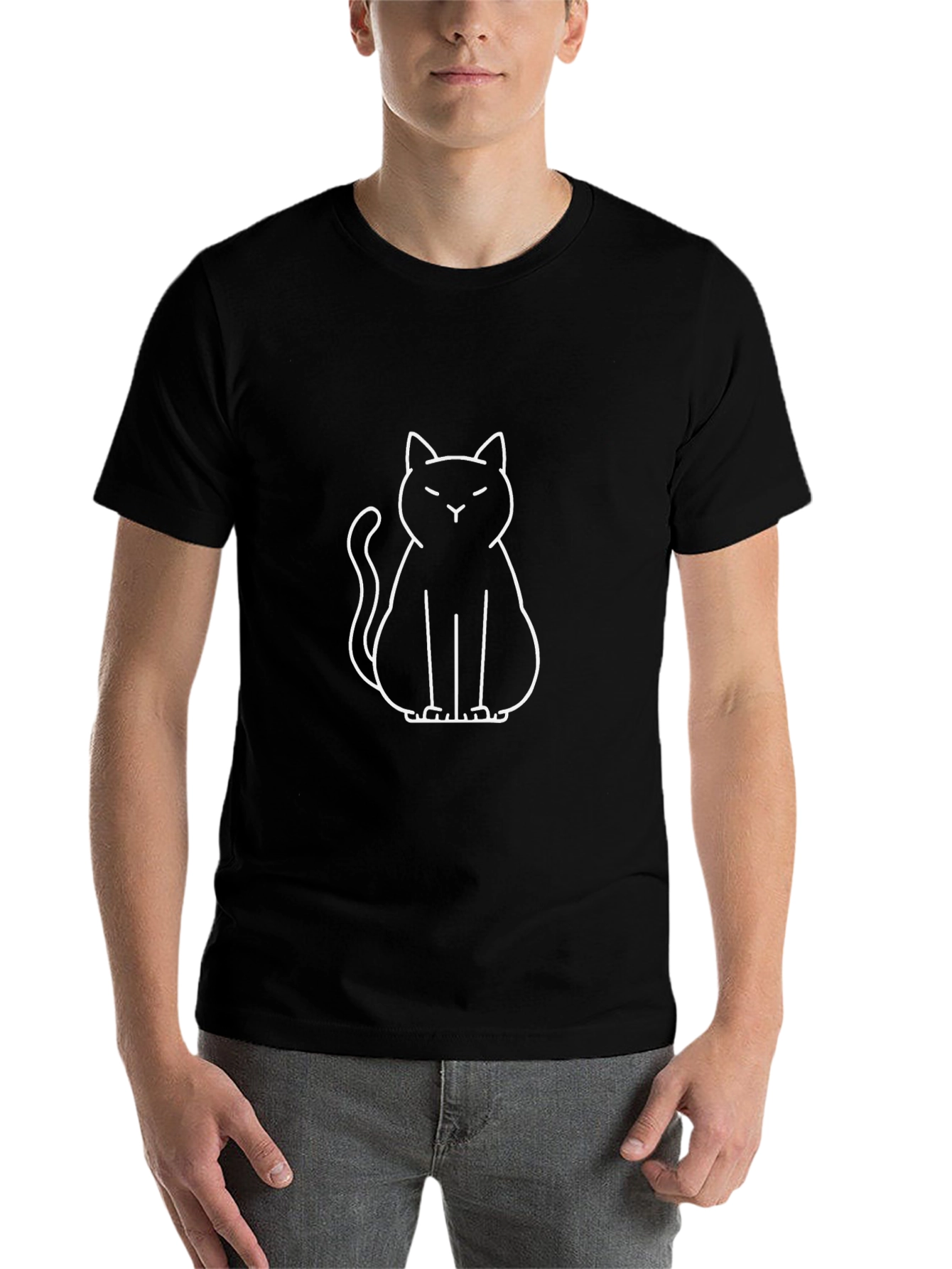 Black Cool Cat Graphic T-Shirt - Black view 7