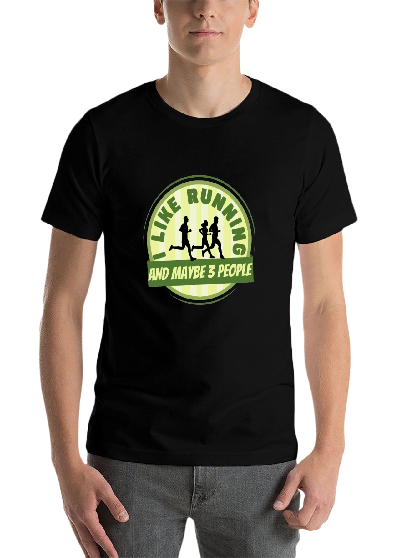 Black Funny Running T-Shirt - I Like Running & Maybe 3 People view 7