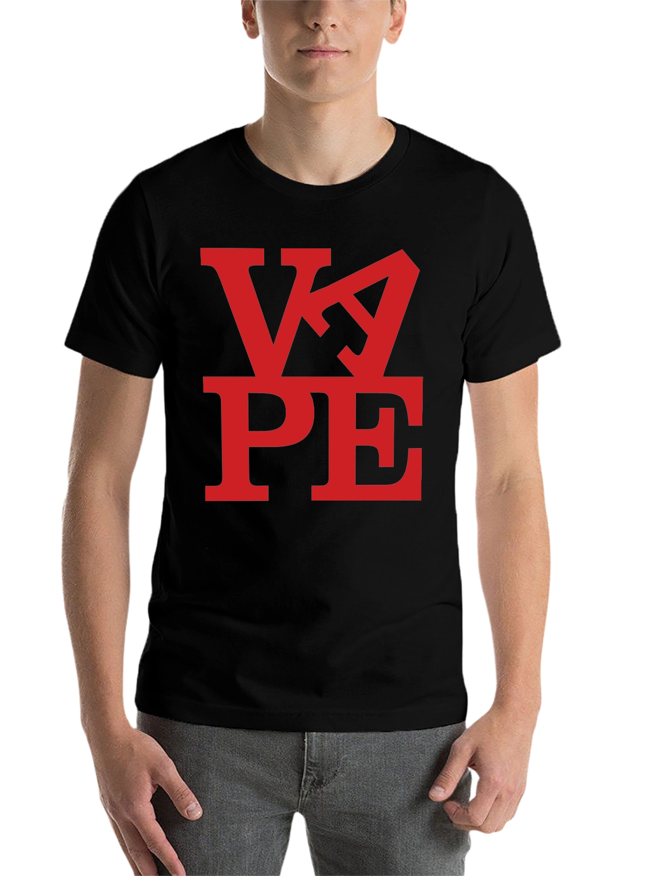 Black VAPE Red Graphic Print Black T-Shirt view 7