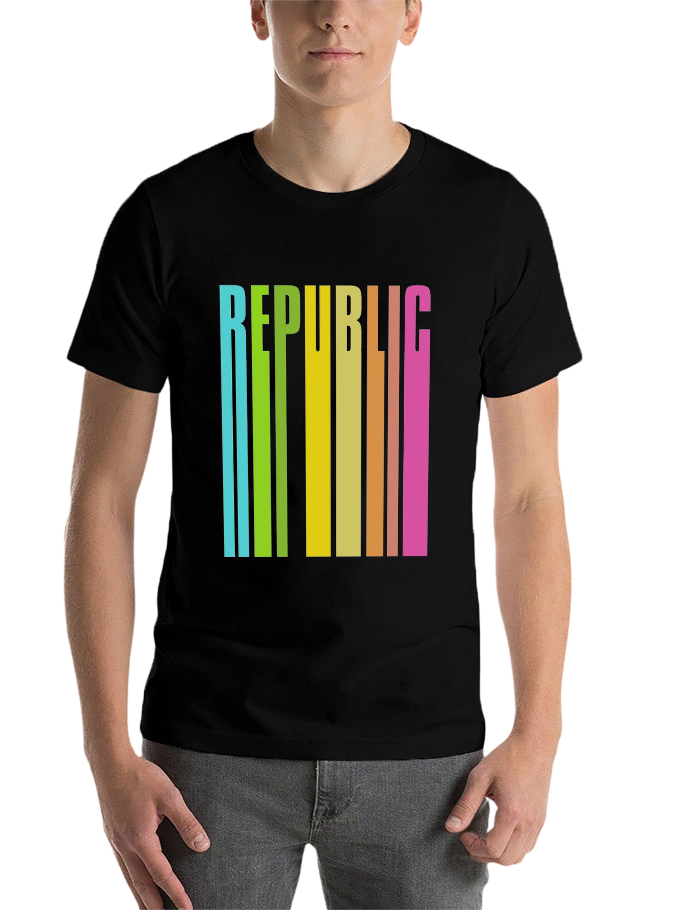 Black Republic Retro Striped Graphic Tee view 7