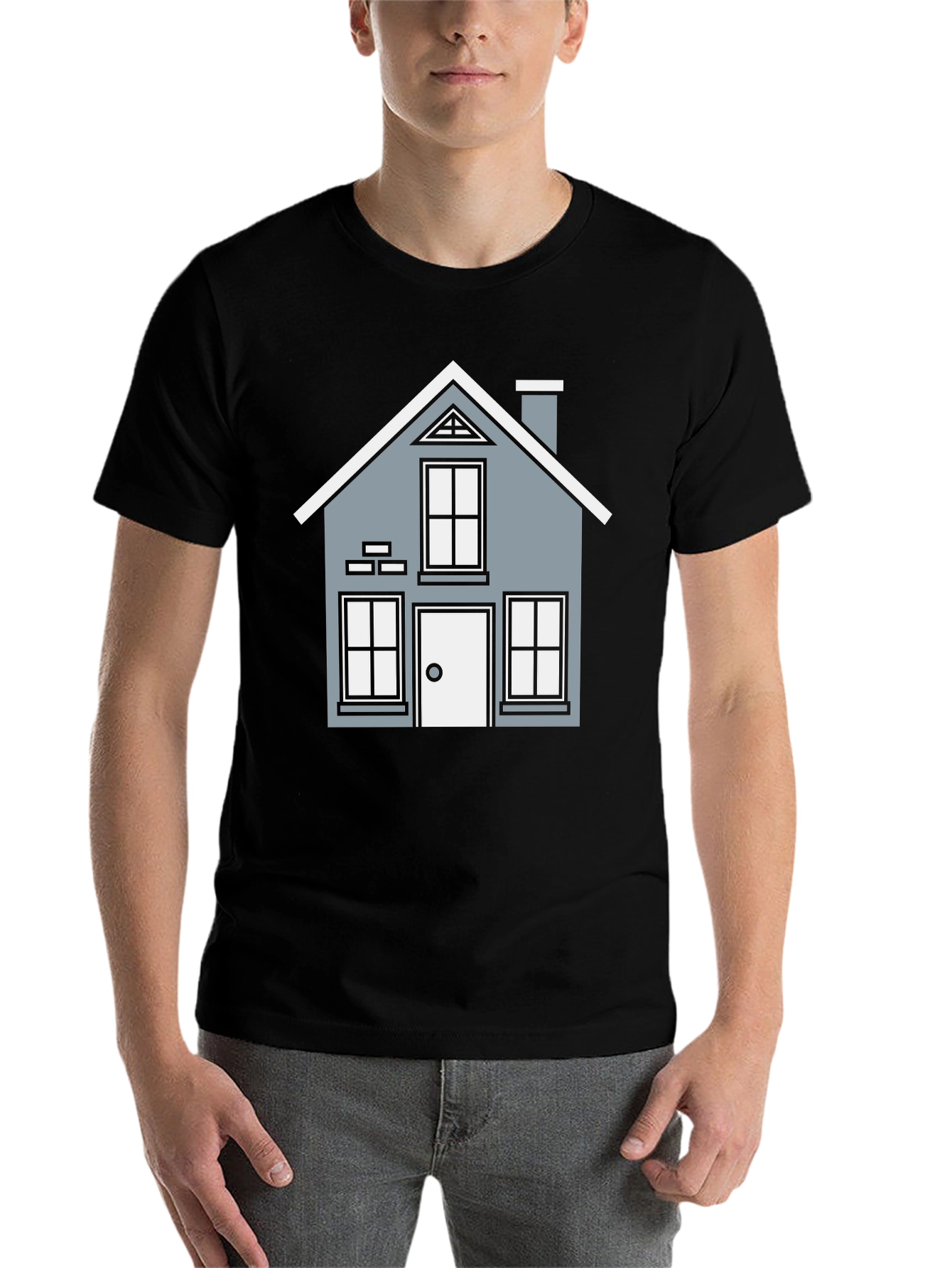 Black House Graphic T-Shirt - Black Crew Neck Tee view 7