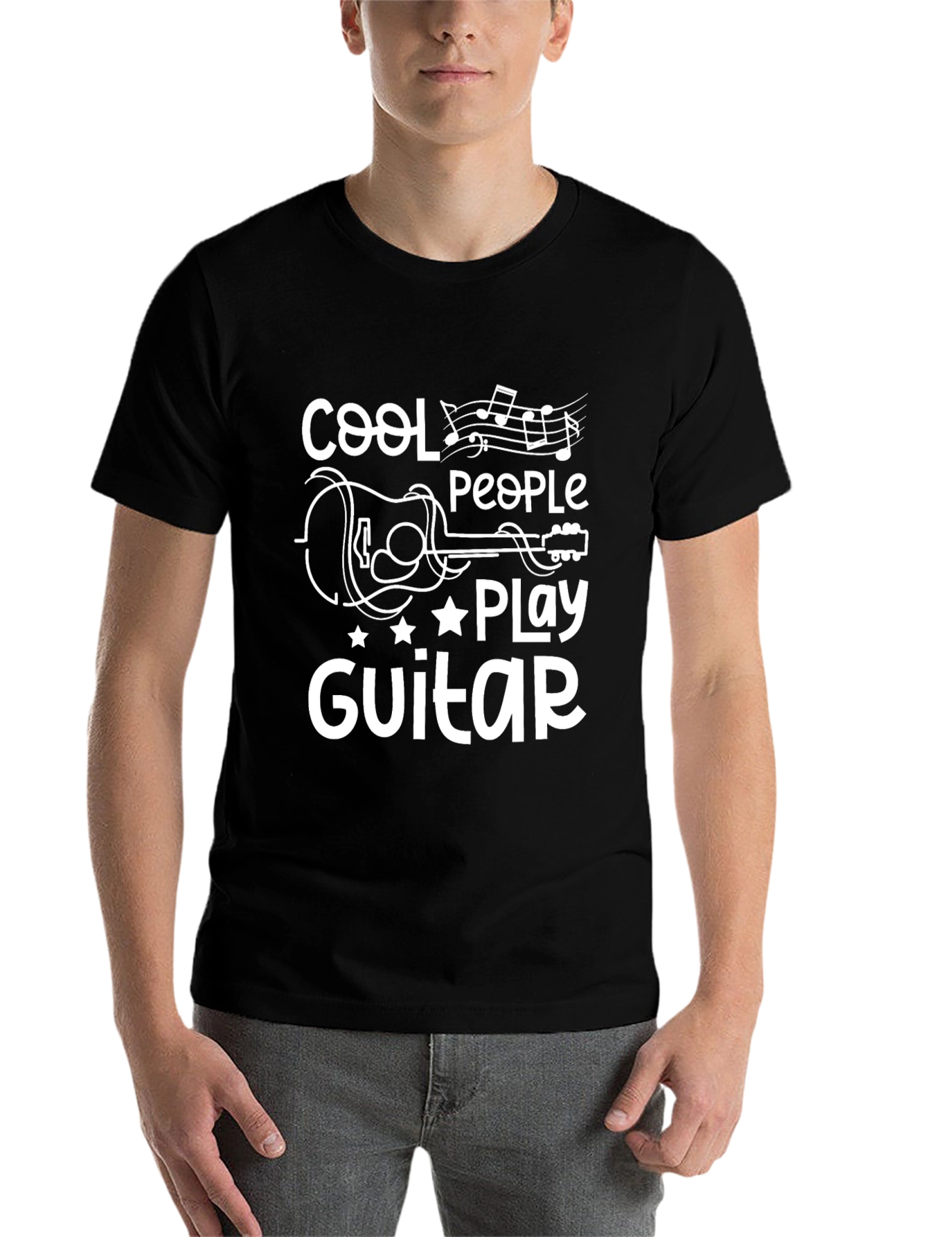 Black Cool People Play Guitar Graphic Tee view 7