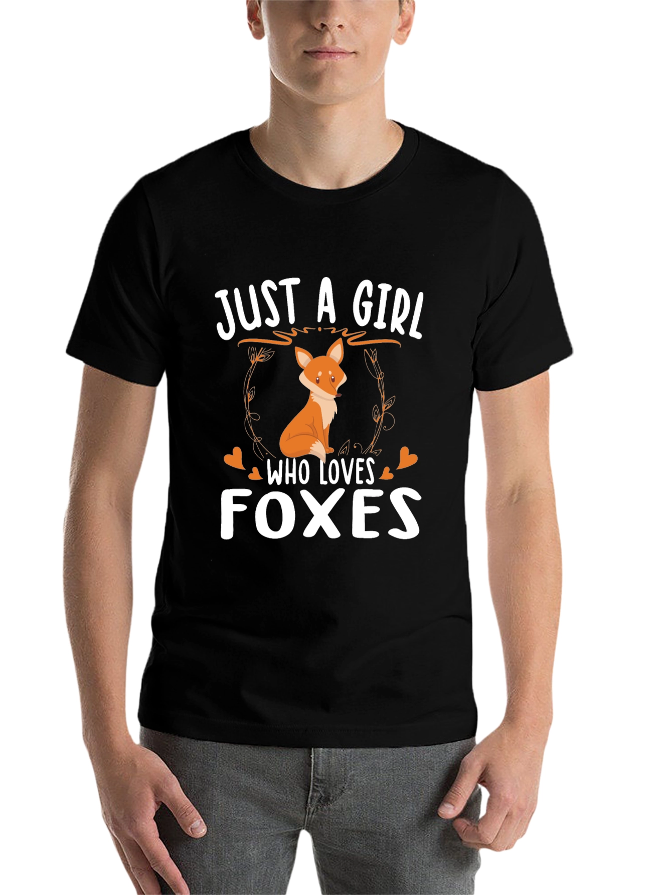 Black Just A Girl Who Loves Foxes Graphic T-Shirt view 7