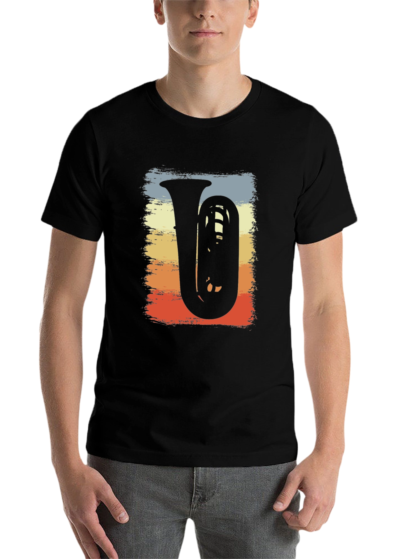 Black Vintage Tuba Music Tee - Retro Band Shirt view 7