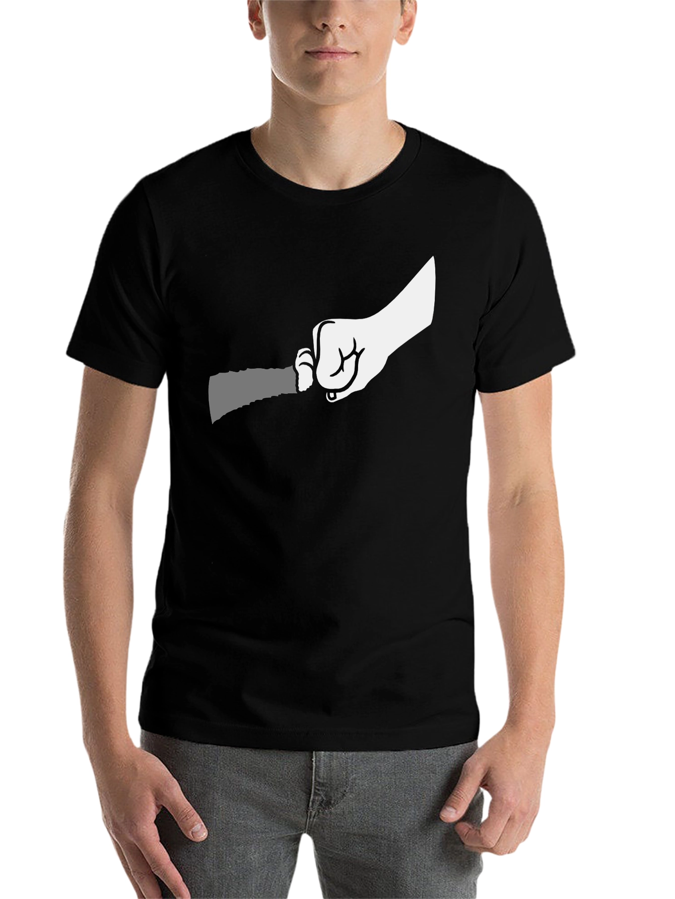 Black Hand Holding Knife Graphic T-Shirt view 7