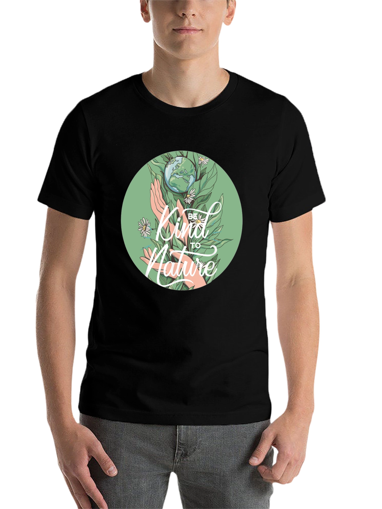 Black Kind To Nature Graphic Tee - Eco-Friendly Design view 7