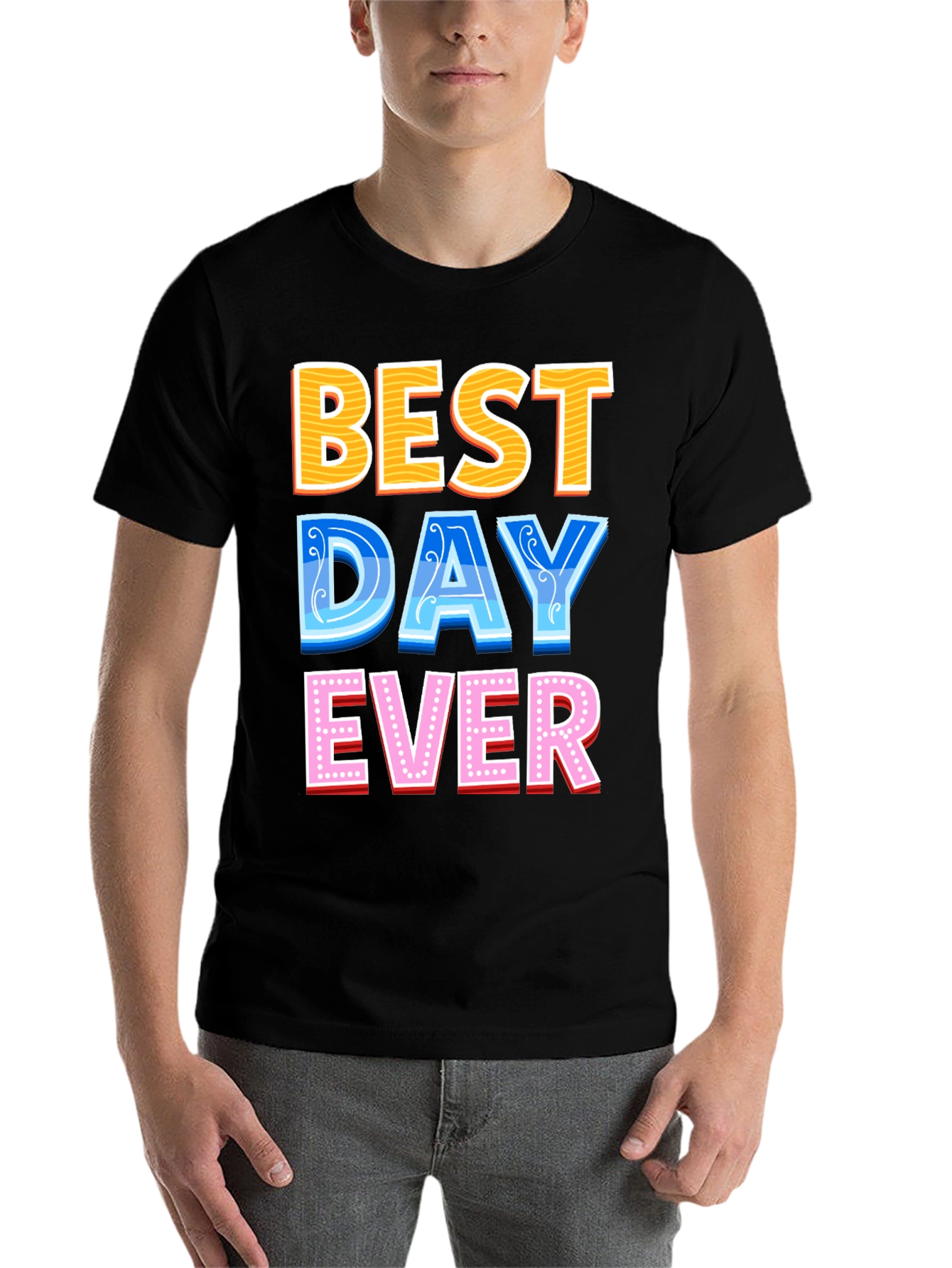 Black Best Day Ever Graphic Tee - Fun Casual T-Shirt view 7