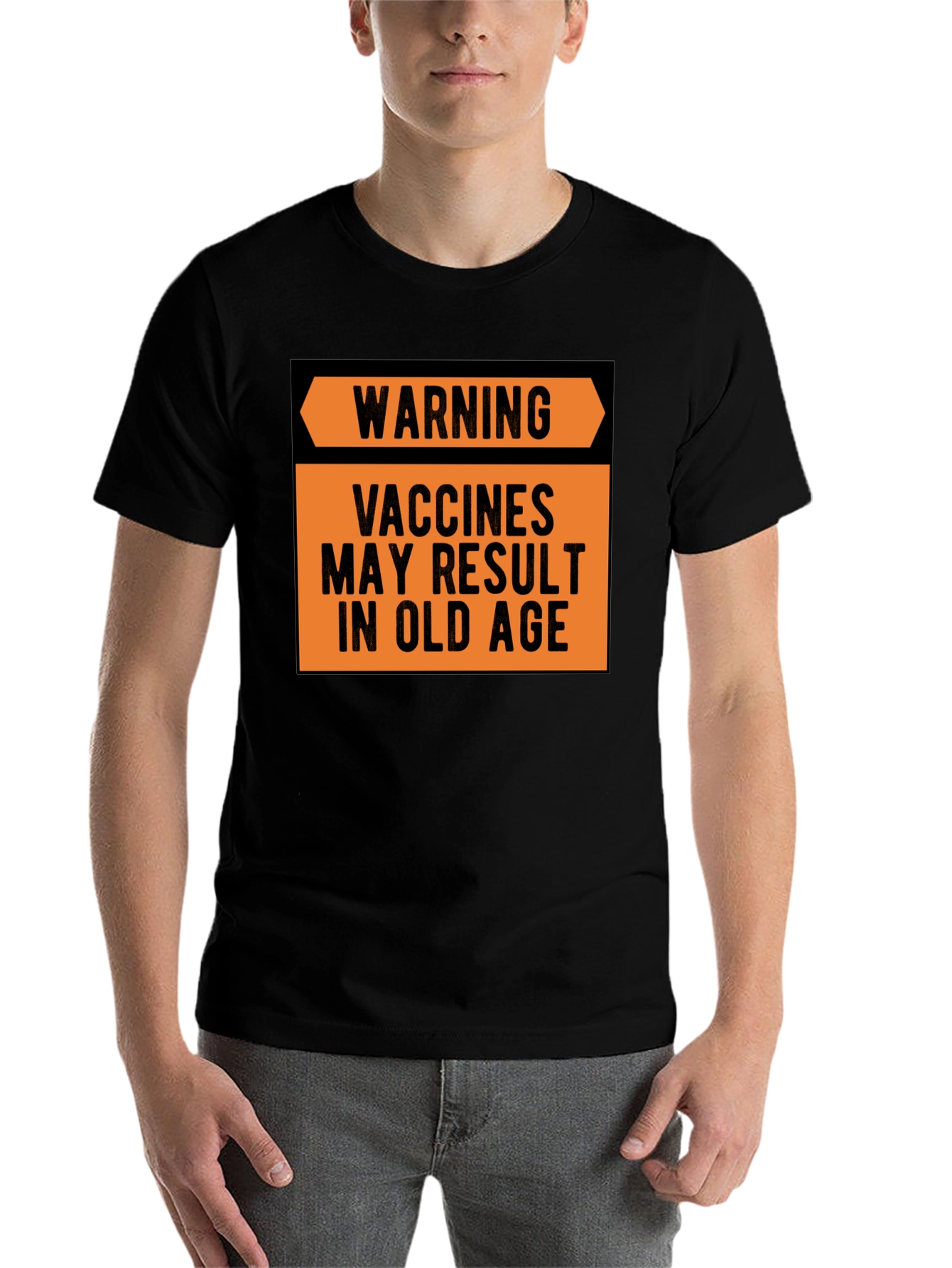 Black Warning Vaccines May Result in Old Age T-Shirt view 7