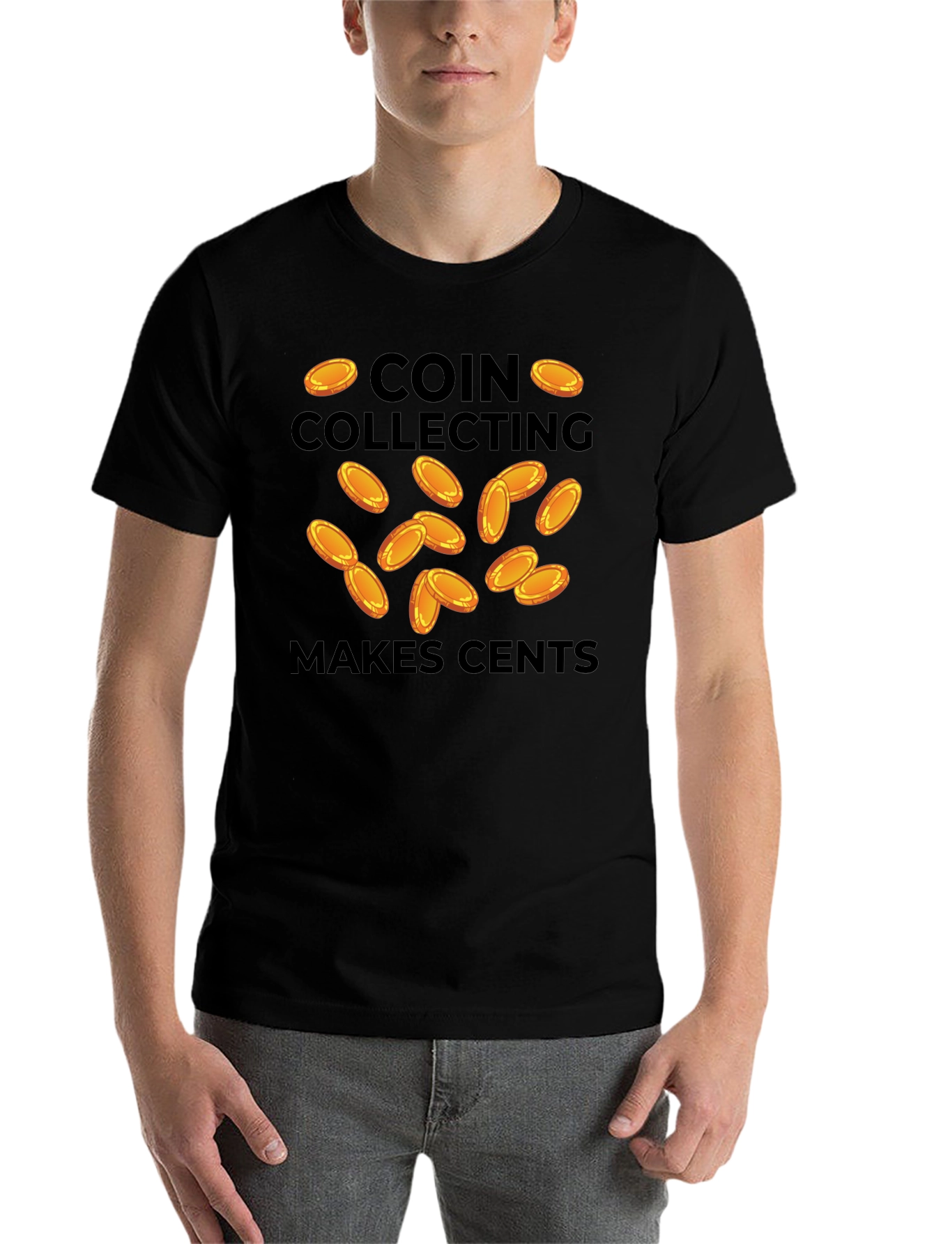 Black Coin Collecting Makes Cents Black T-Shirt view 7