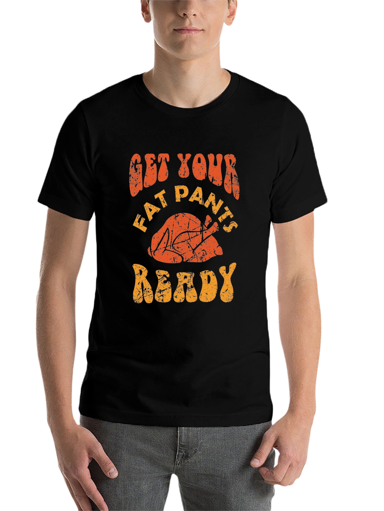 Black Get Your Fat Pants Ready Turkey T-Shirt view 7