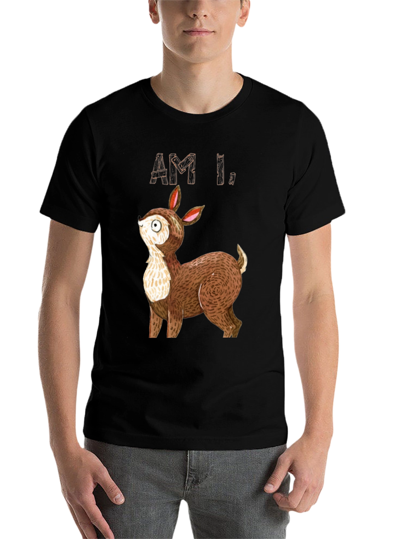 Black Am I Deer? Graphic Tee - Black Cotton T-Shirt view 7