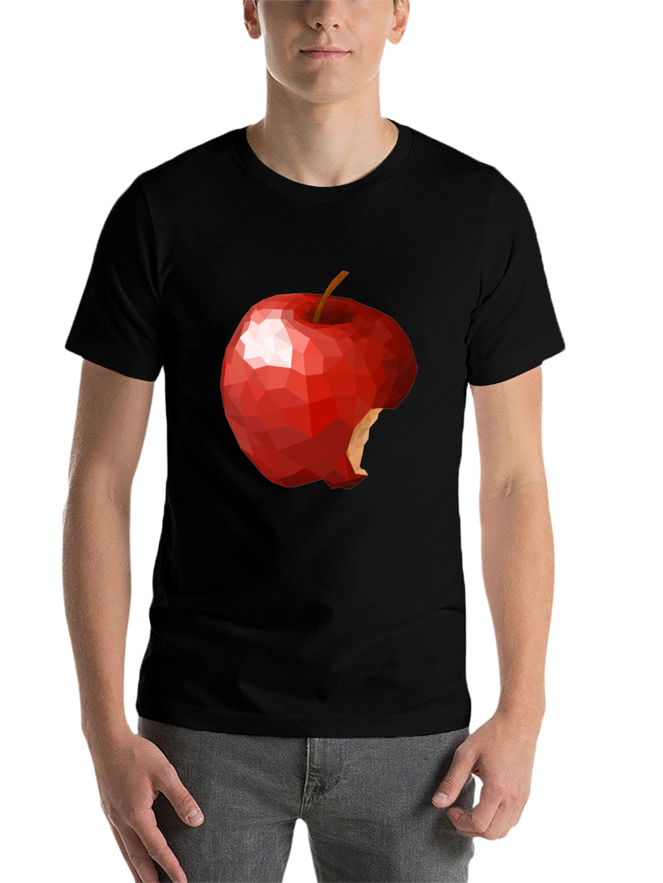 Black Geometric Bitten Apple Graphic T-Shirt view 7