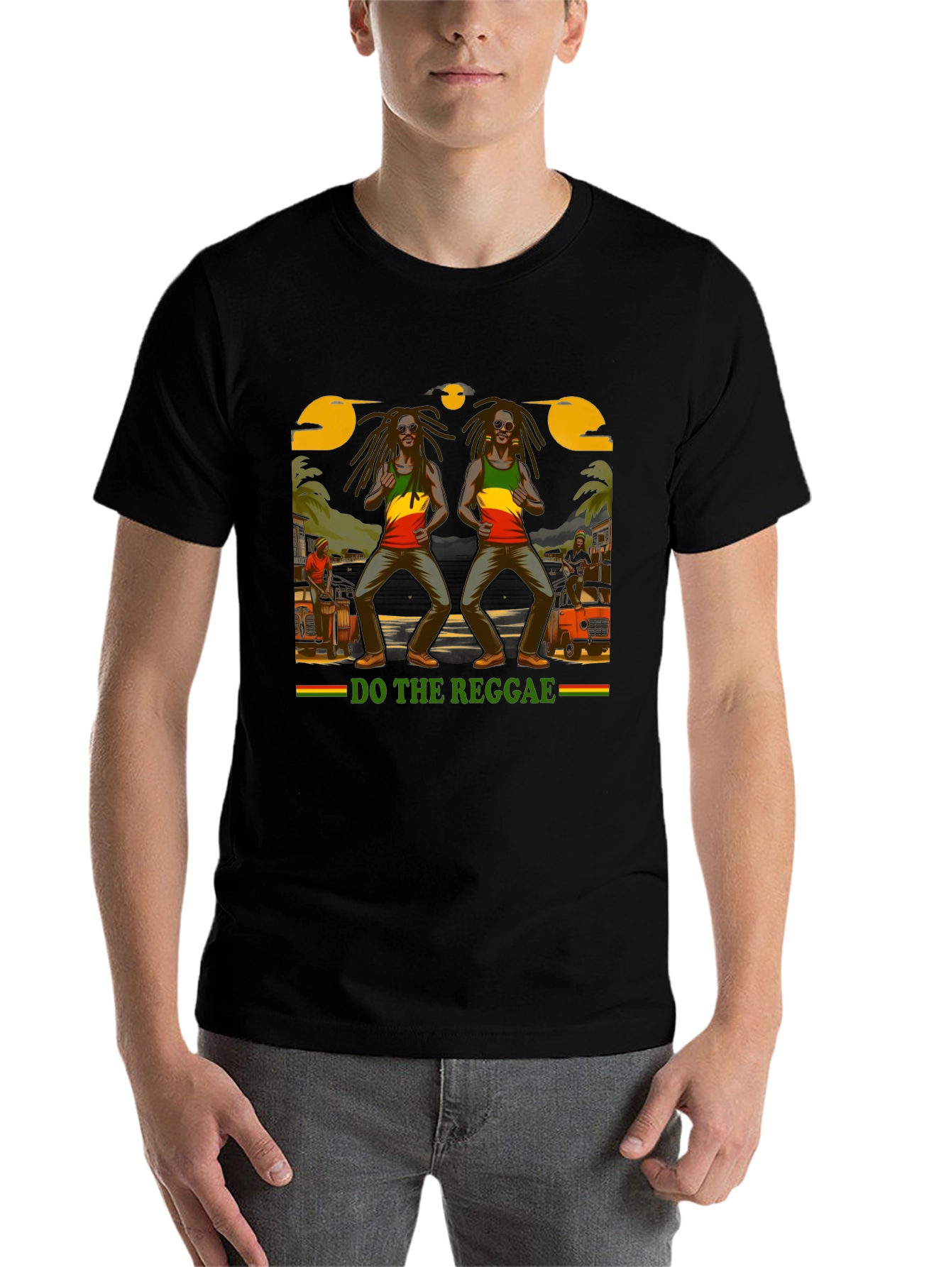 Black Do The Reggae Graphic Tee - Black Cotton T-Shirt view 7
