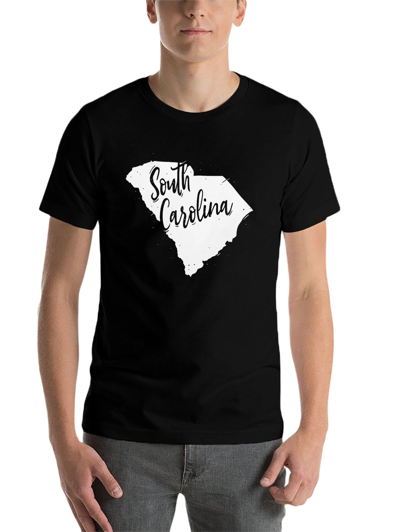 Black South Carolina State Map T-Shirt view 7