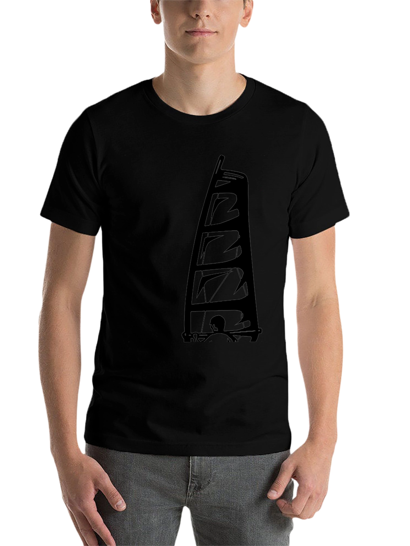 Black Sailing Graphic Tee - Black Crew Neck T-Shirt view 7