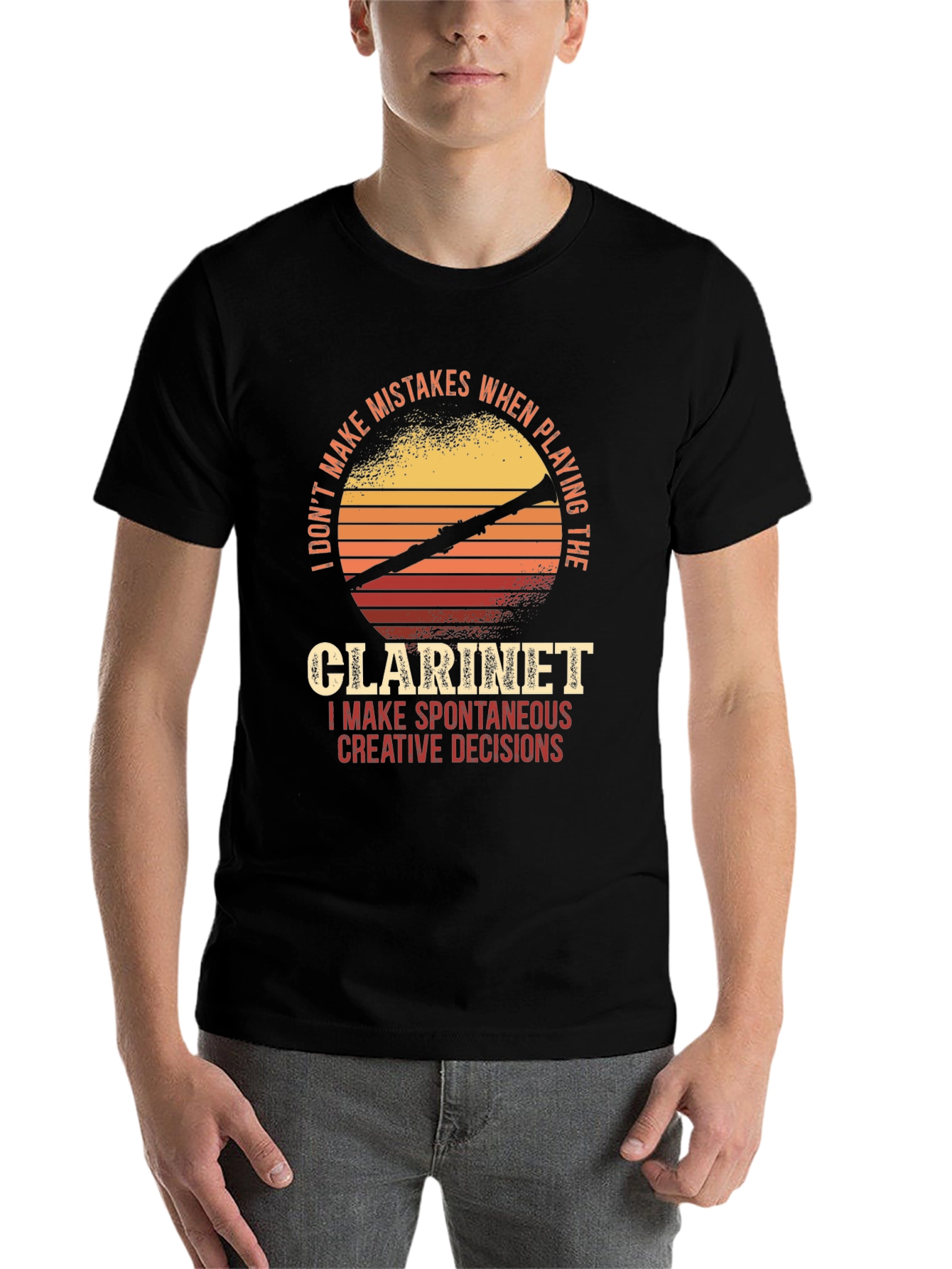 Black Clarinet Player T-Shirt - Spontaneous Creative Decisions view 7