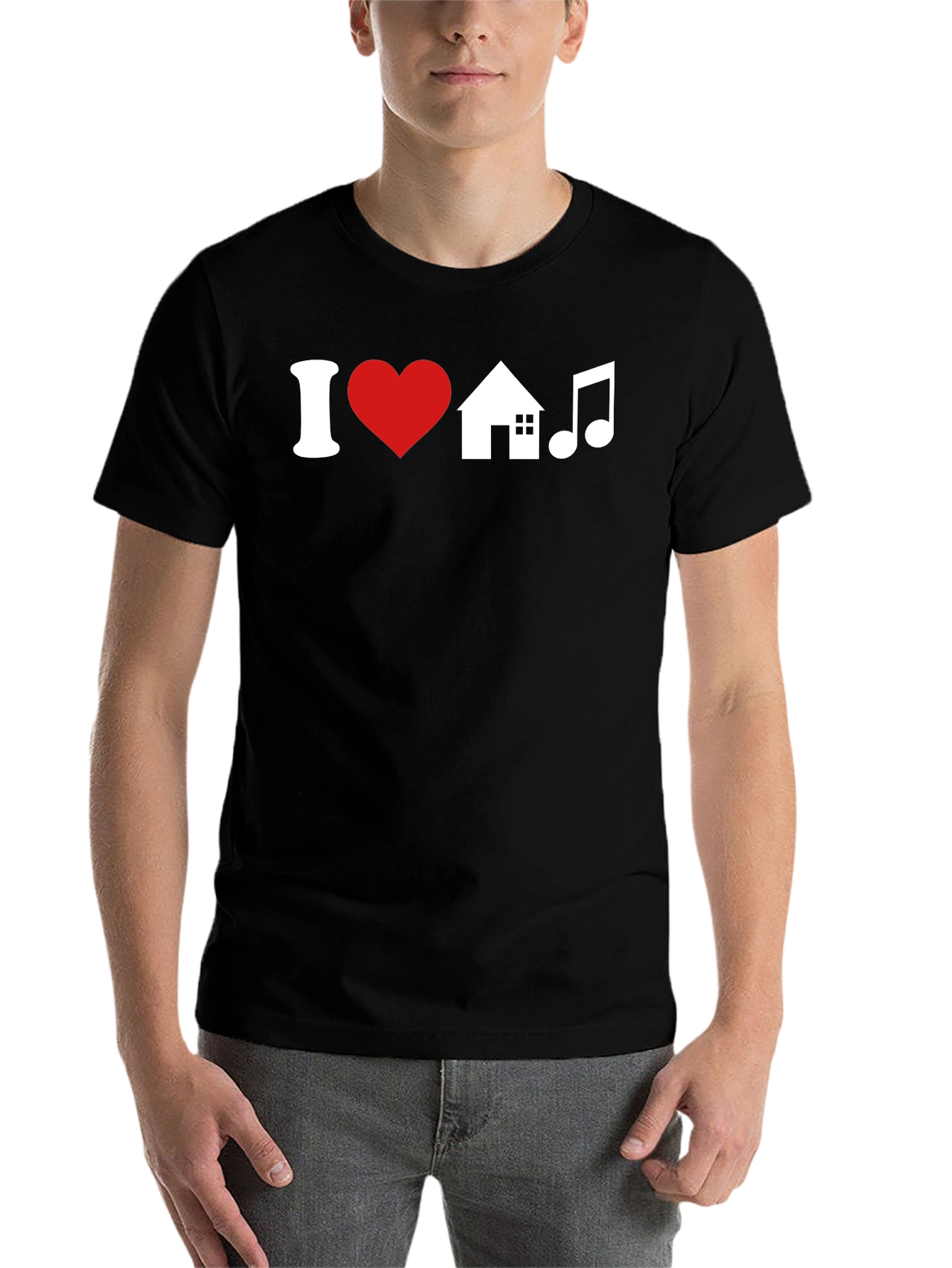 Black I Love House Music T-Shirt view 7