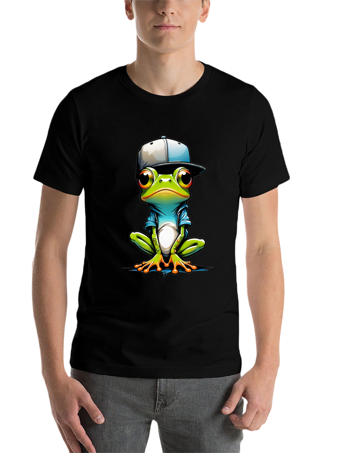 Black Cool Frog Graphic Tee - Trendy Animal Print T-Shirt view 7
