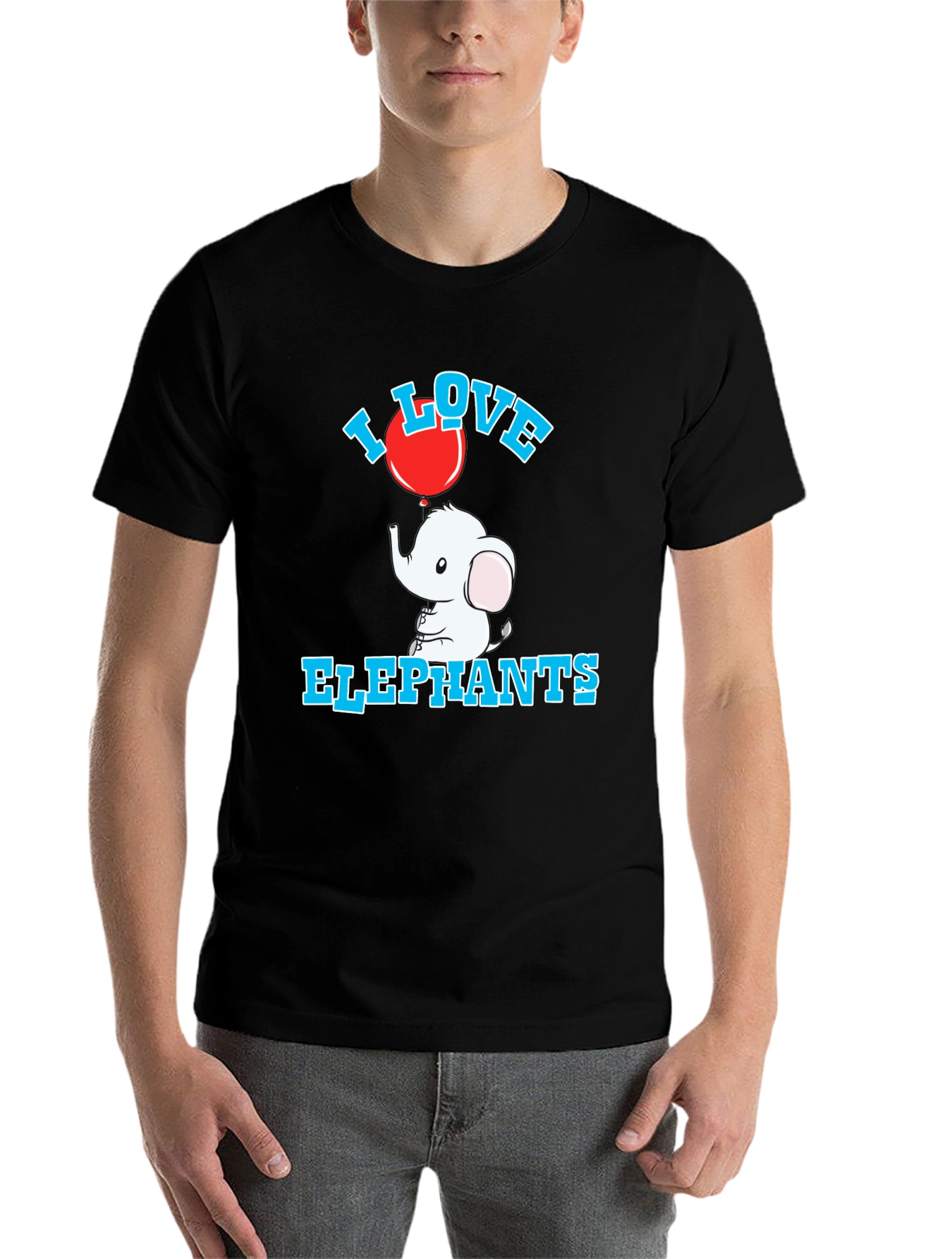 Black I Love Elephants Black Graphic Tee view 7