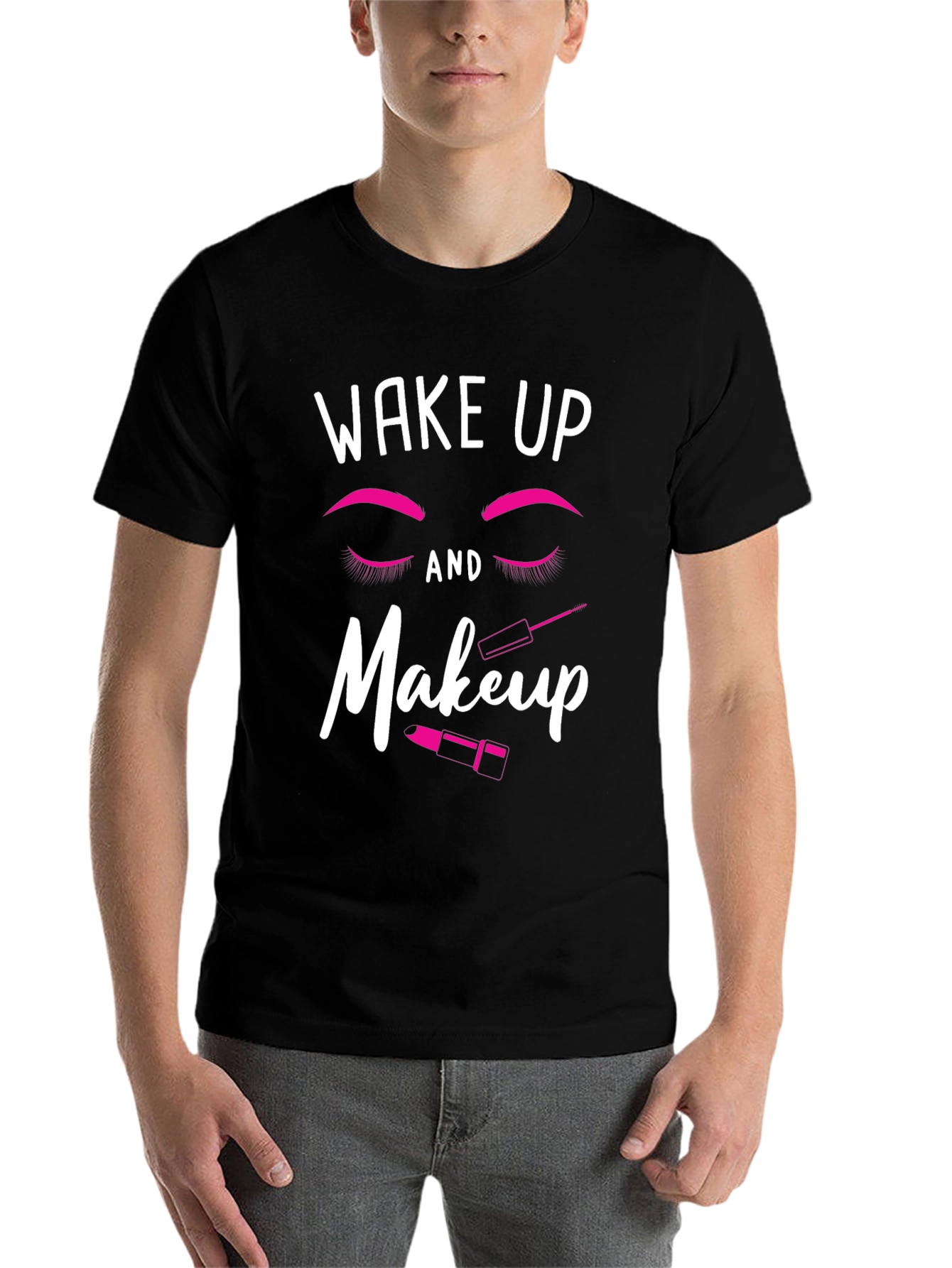 Black Wake Up and Makeup Black T-Shirt view 7