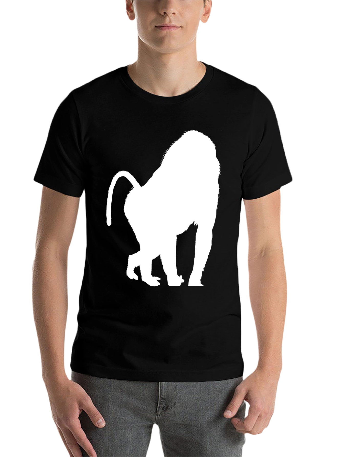 Black Baboon Silhouette Graphic Tee - Black Cotton Blend view 7