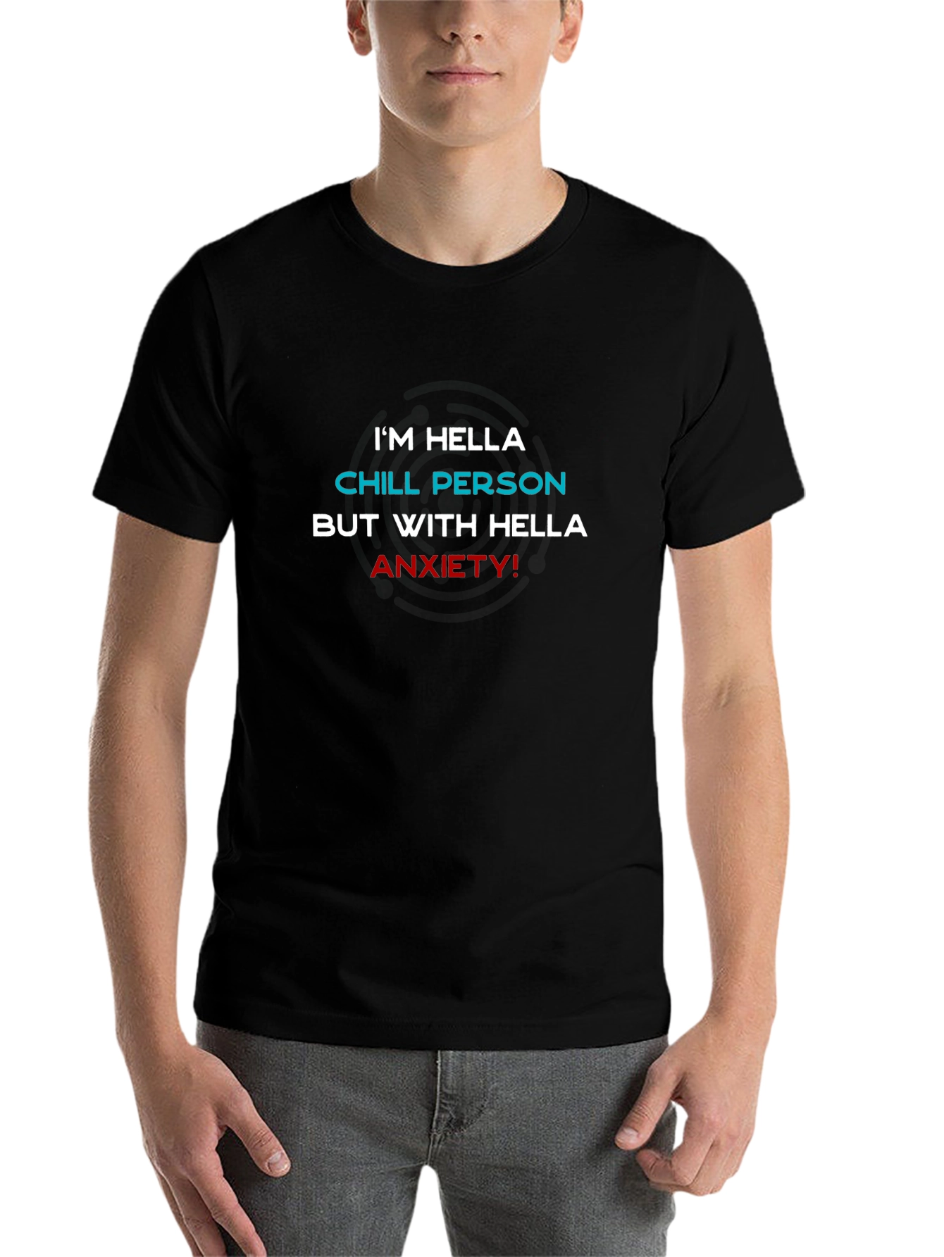 Black Funny Anxiety T-Shirt - Chill Person Graphic Tee view 7