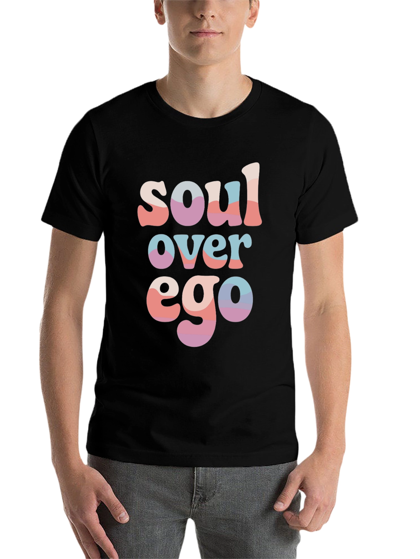 Black Soul Over Ego Graphic Tee - Soft Cotton Blend T-Shirt view 7