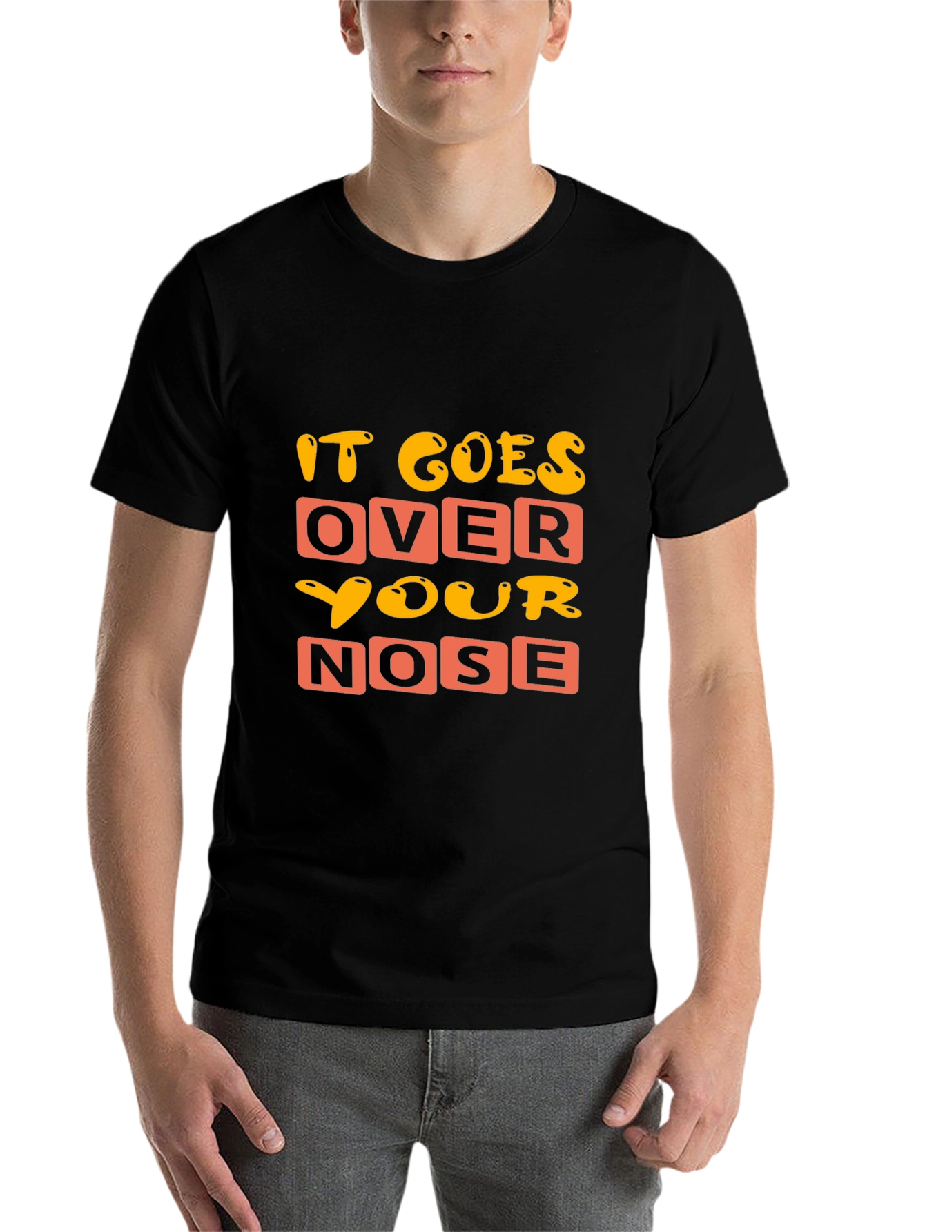 Black Funny 'It Goes Over Your Nose' Graphic T-Shirt view 7
