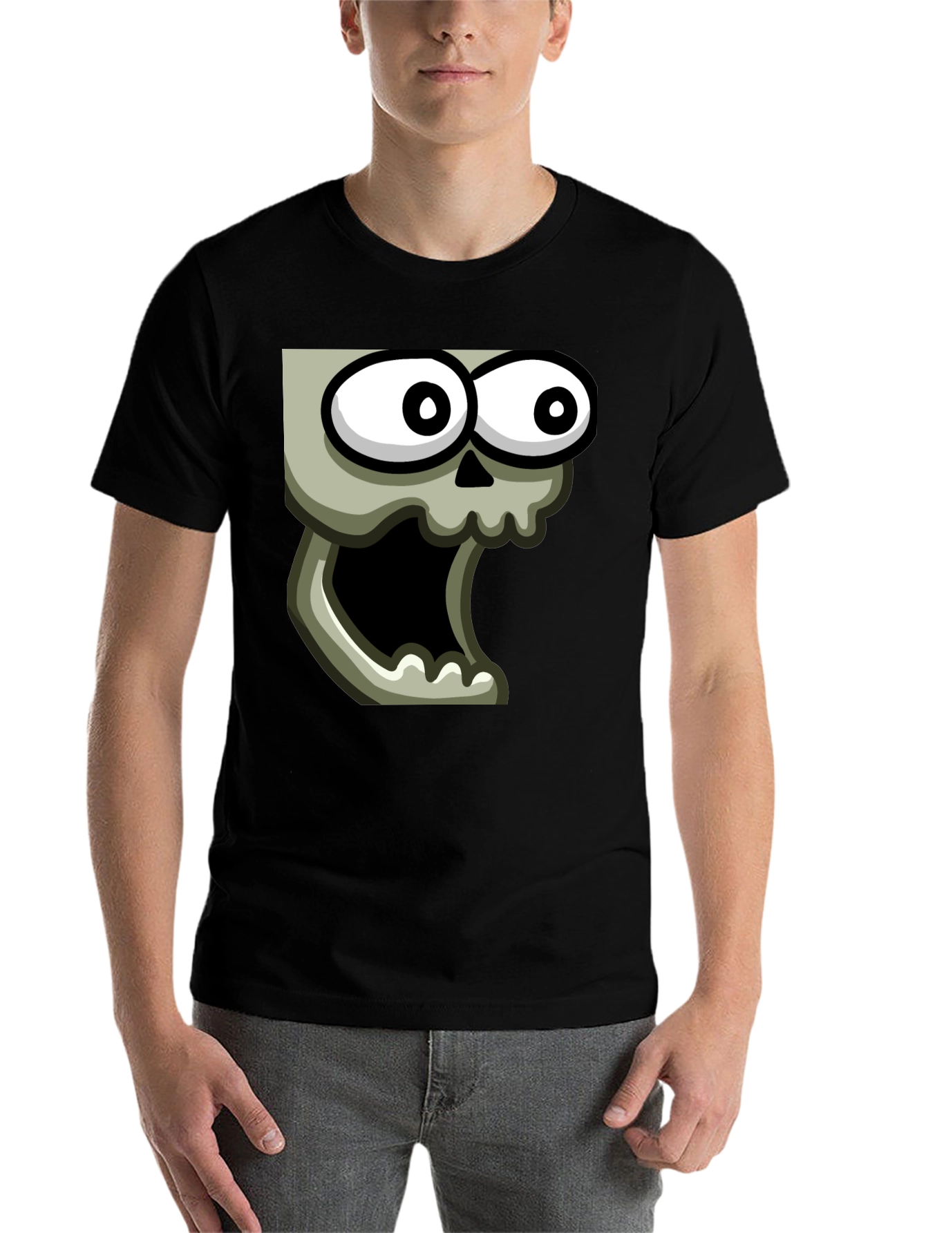 Black Cartoon Skull Graphic Black T-Shirt view 7