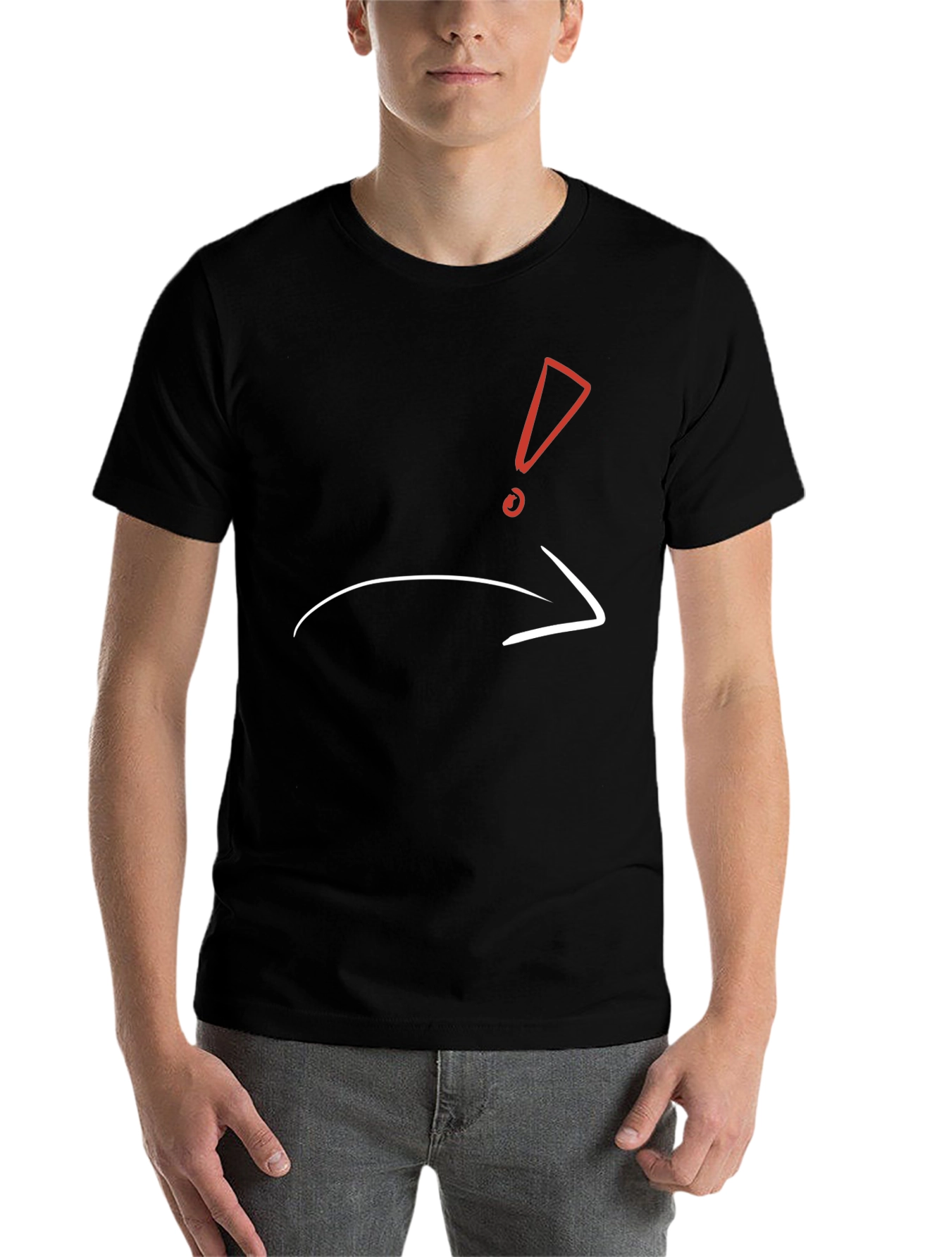 Black Men's Black T-shirt with Graphic Design view 7