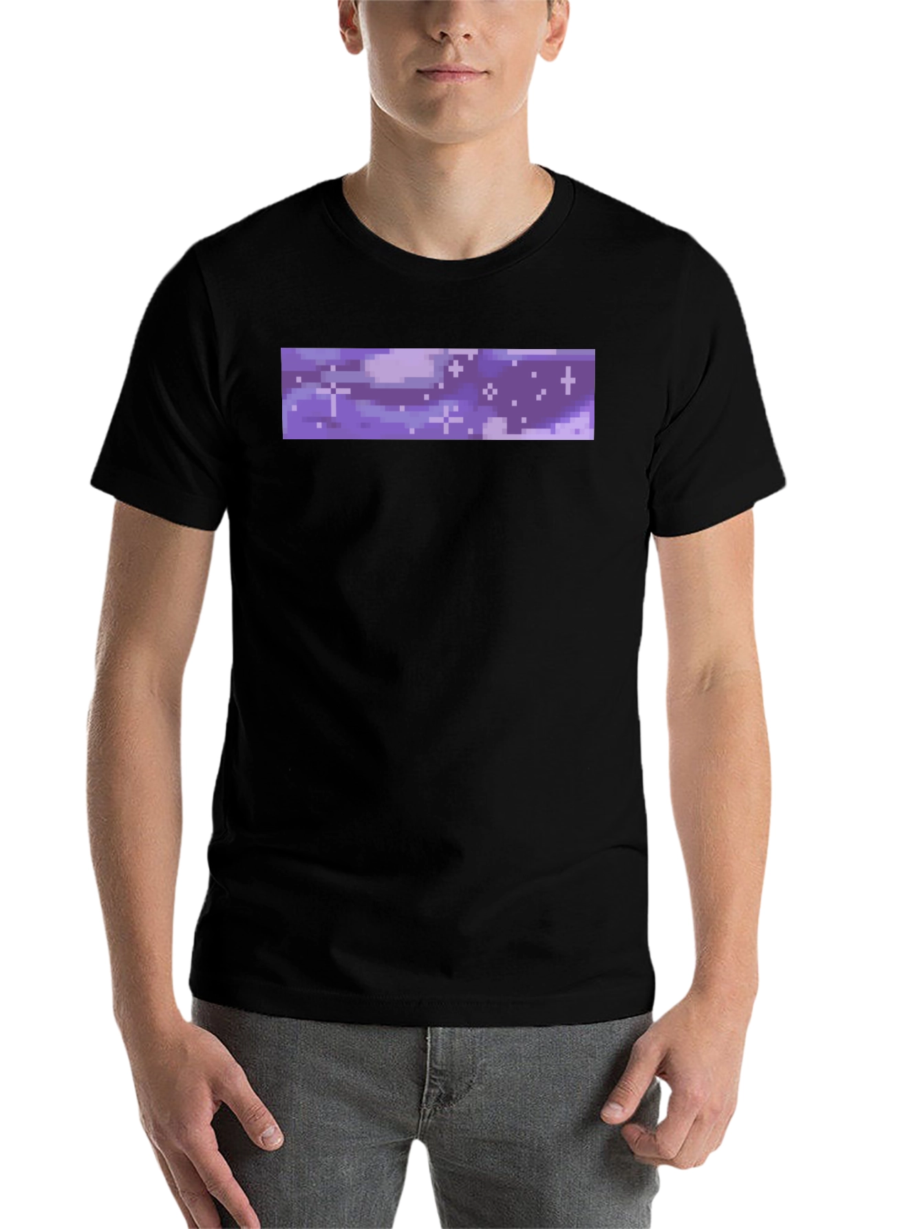 Black Pixel Galaxy Tee - Black Cotton Crew Neck view 7