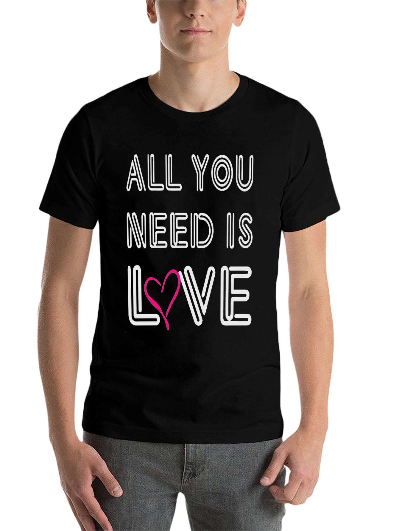 Black All You Need Is Love T-Shirt view 7