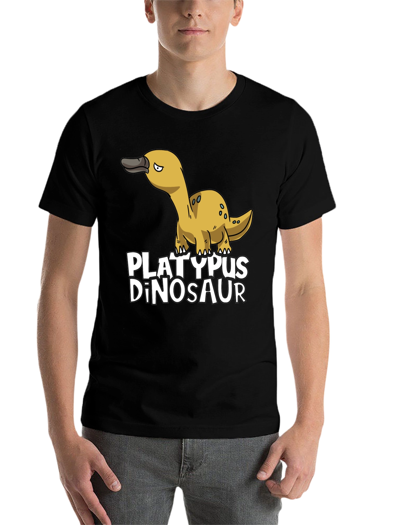 Black Platypus Dinosaur Funny Graphic Tee view 7